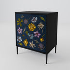 FLOWERS ON NAVY BLUE Aparador de 1 Porta em Acabamento Preto