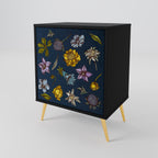 FLOWERS ON NAVY BLUE Aparador de 1 Porta em Acabamento Preto