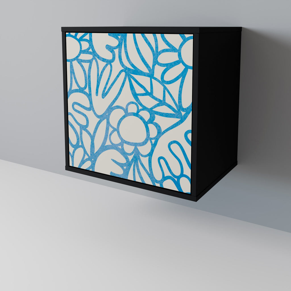 BLOOMY MORNING Aparador de 1 Porta em Acabamento Preto