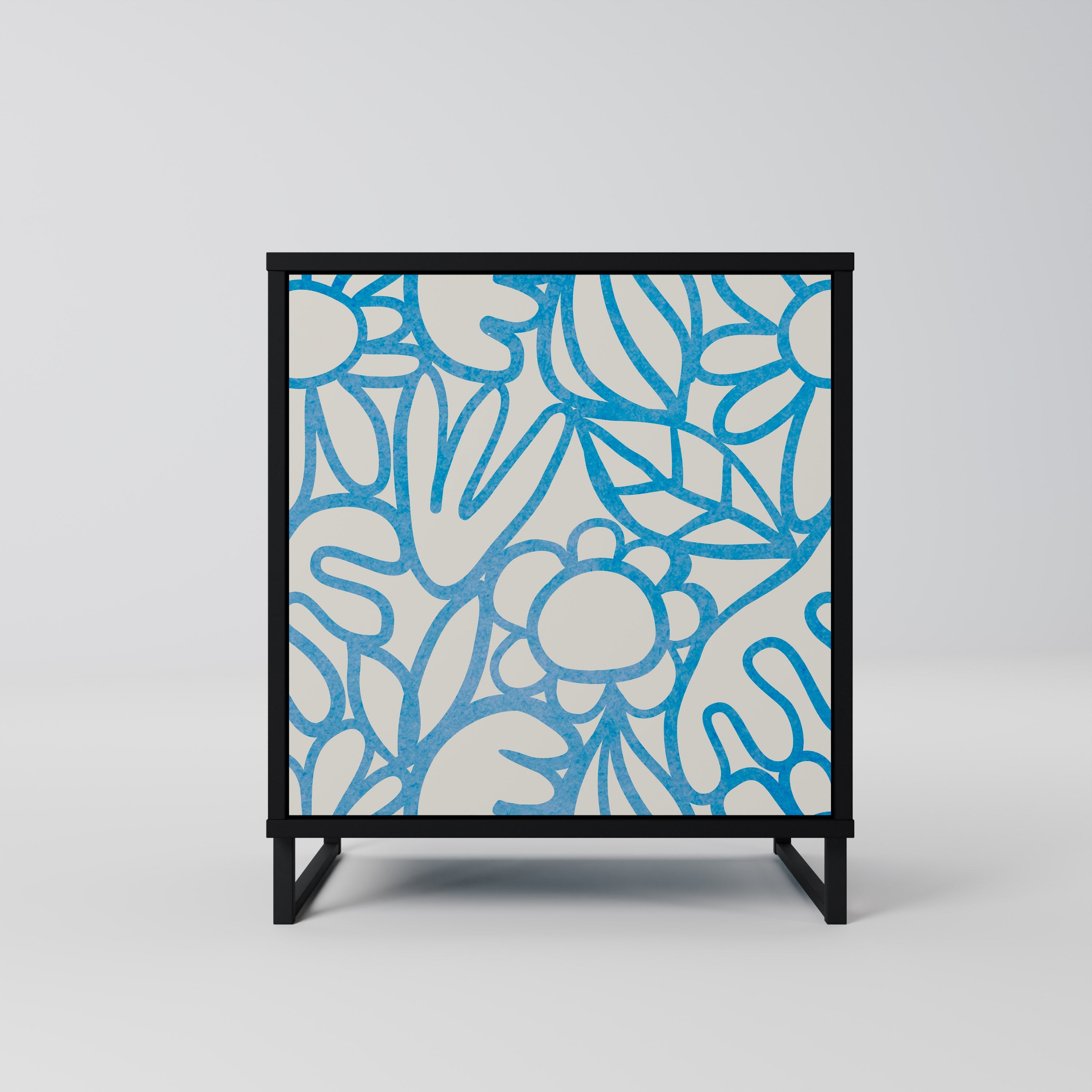 BLOOMY MORNING Aparador de 1 Porta em Acabamento Preto