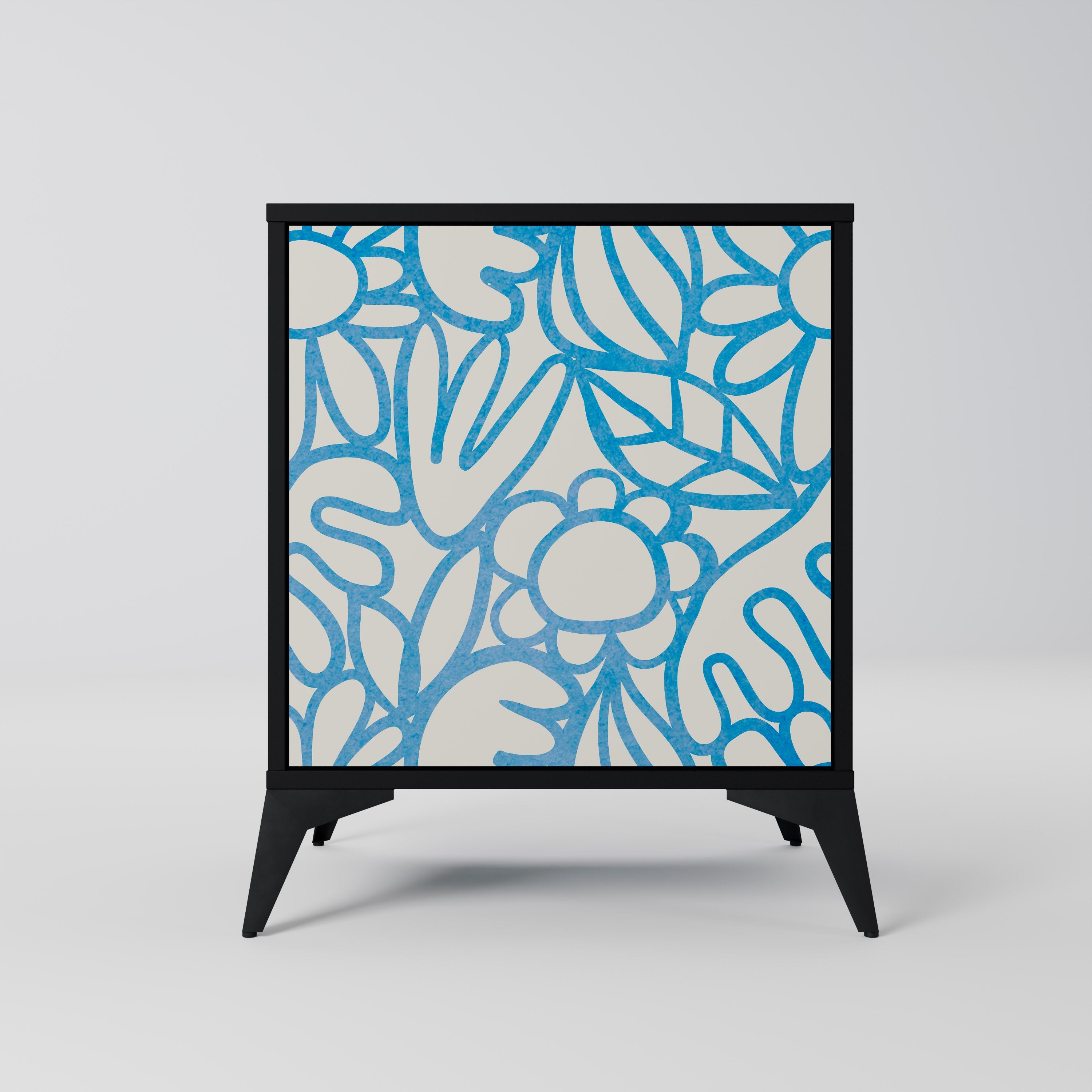 BLOOMY MORNING Aparador de 1 Porta em Acabamento Preto