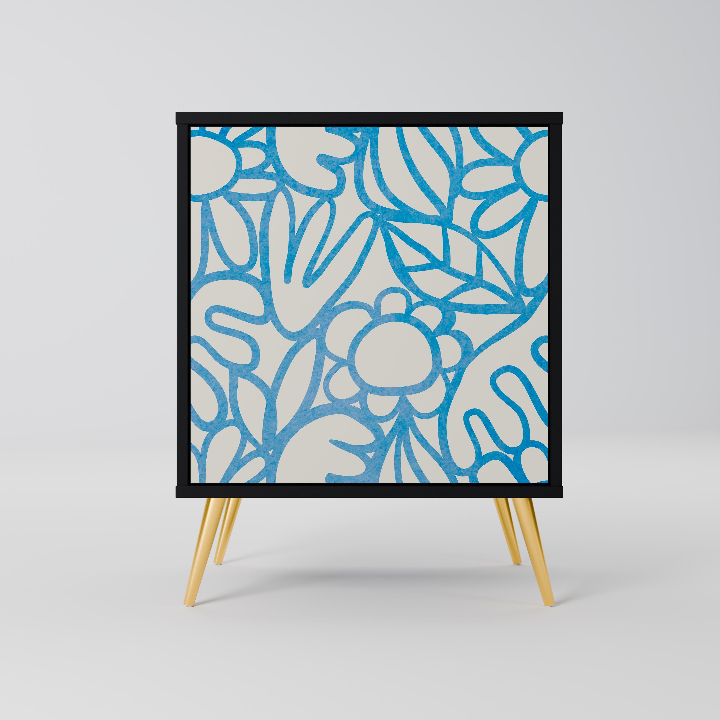 BLOOMY MORNING Aparador de 1 Porta em Acabamento Preto