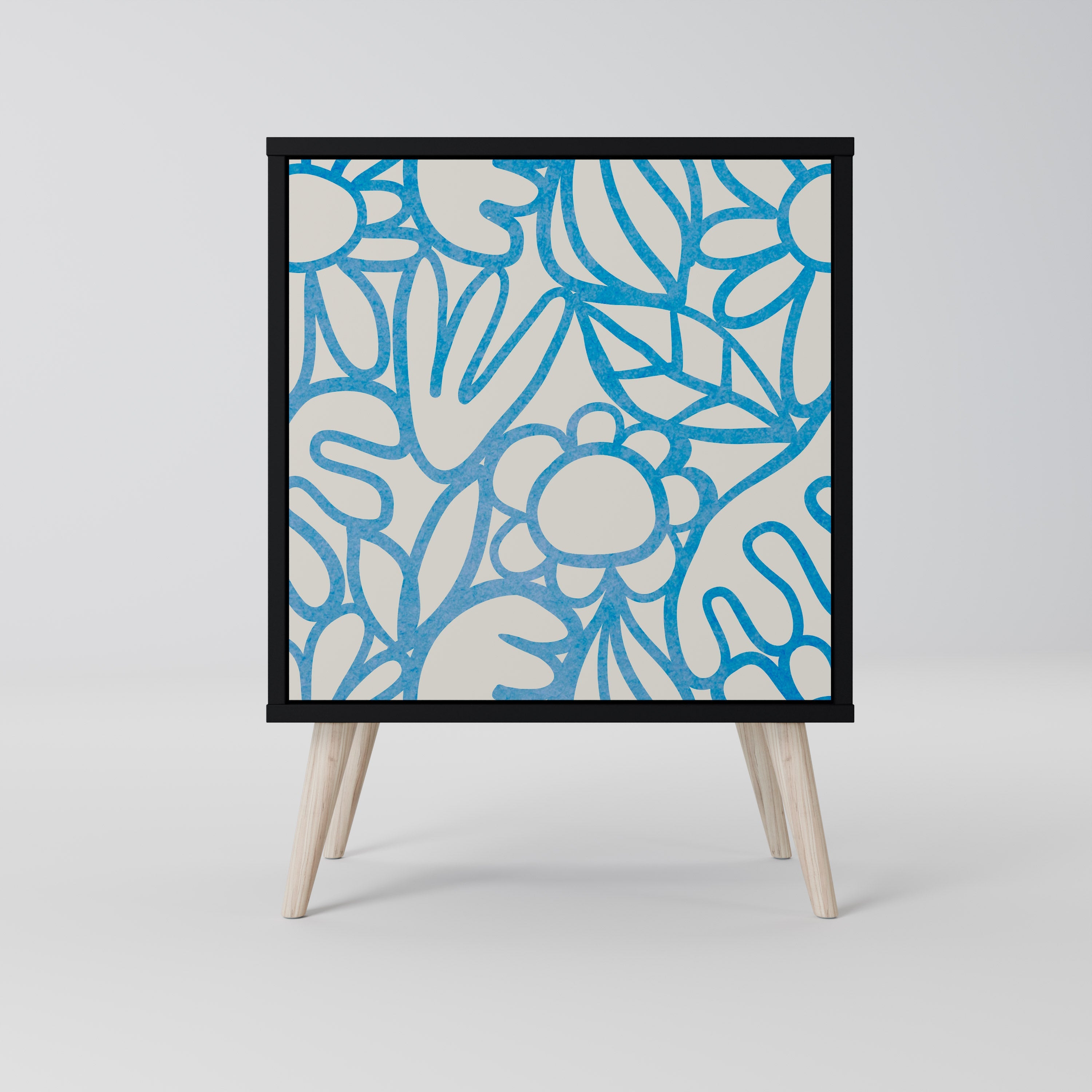 BLOOMY MORNING Aparador de 1 Porta em Acabamento Preto