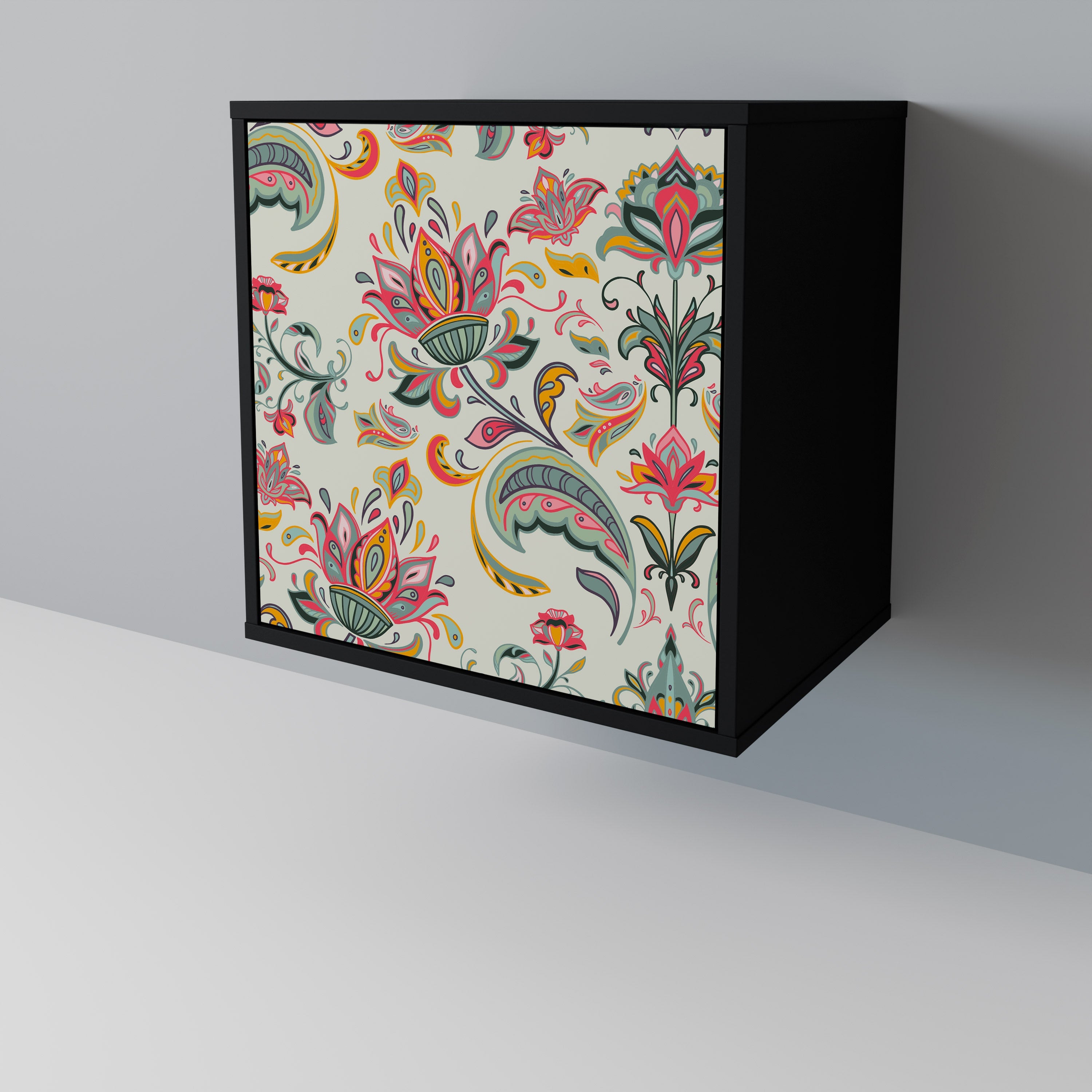 ORGANIC FOLKLORE Aparador de 1 Porta em Acabamento Preto