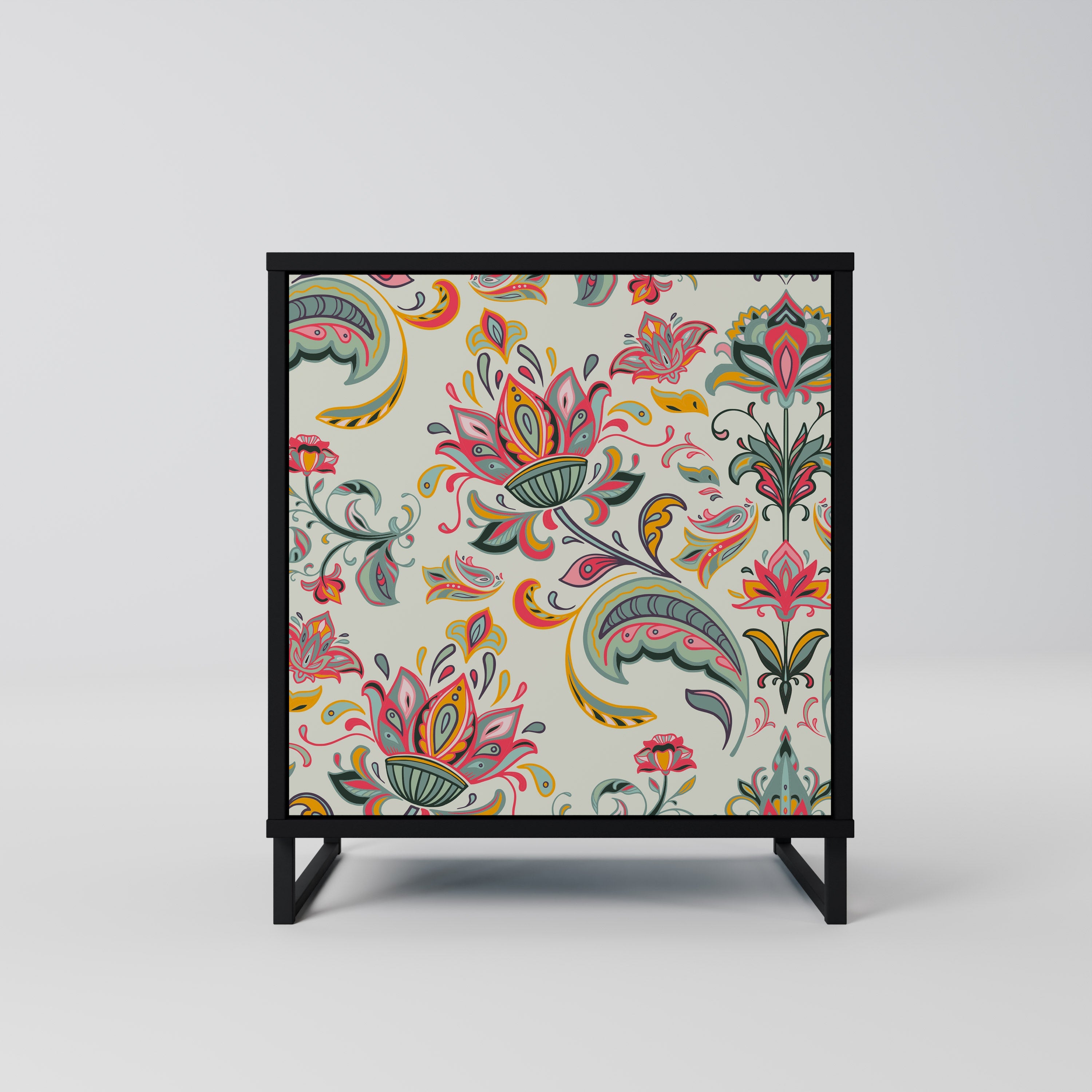 ORGANIC FOLKLORE Aparador de 1 Porta em Acabamento Preto