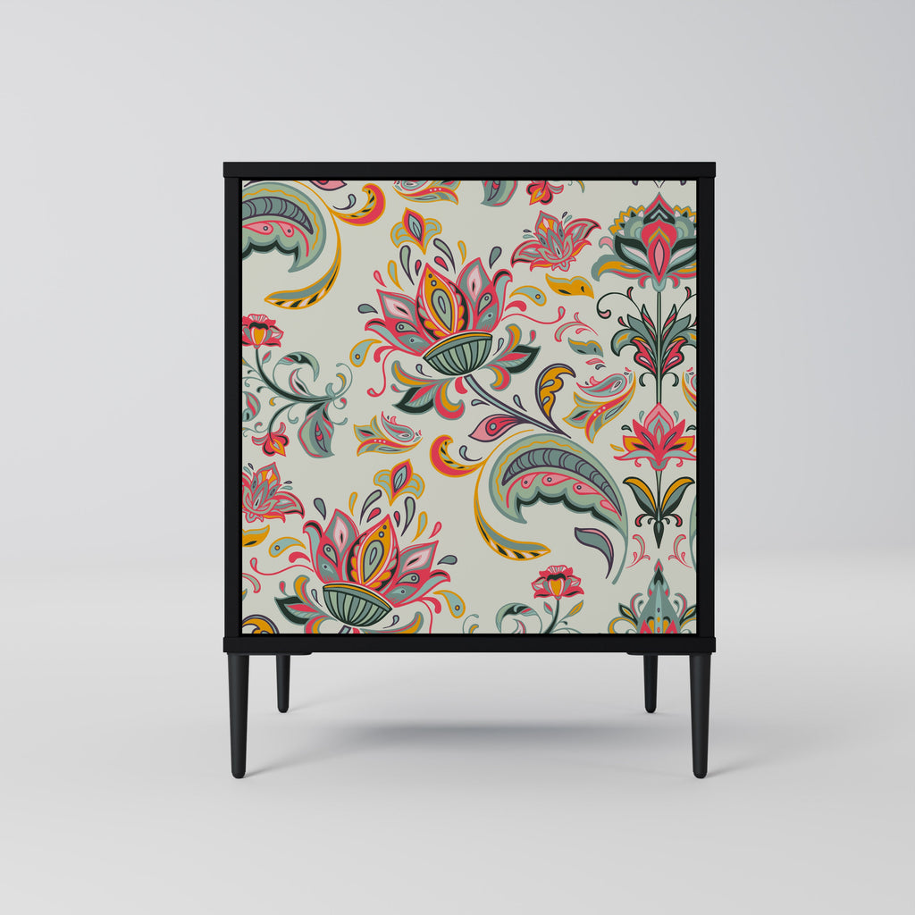 ORGANIC FOLKLORE Aparador de 1 Porta em Acabamento Preto