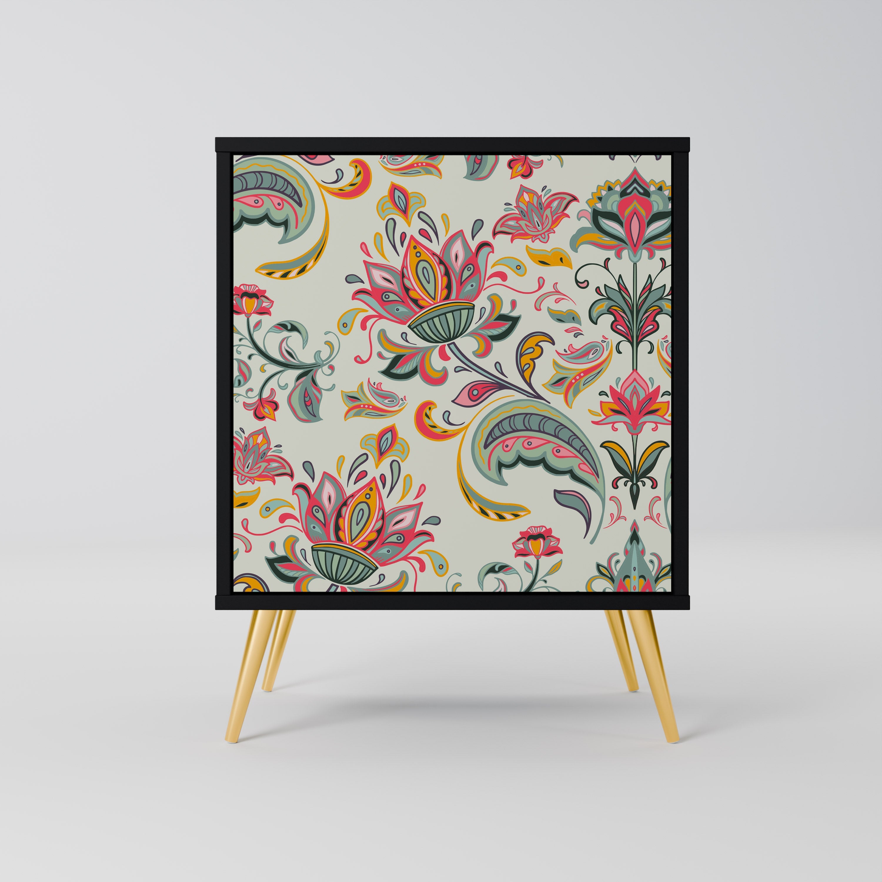 ORGANIC FOLKLORE Aparador de 1 Porta em Acabamento Preto