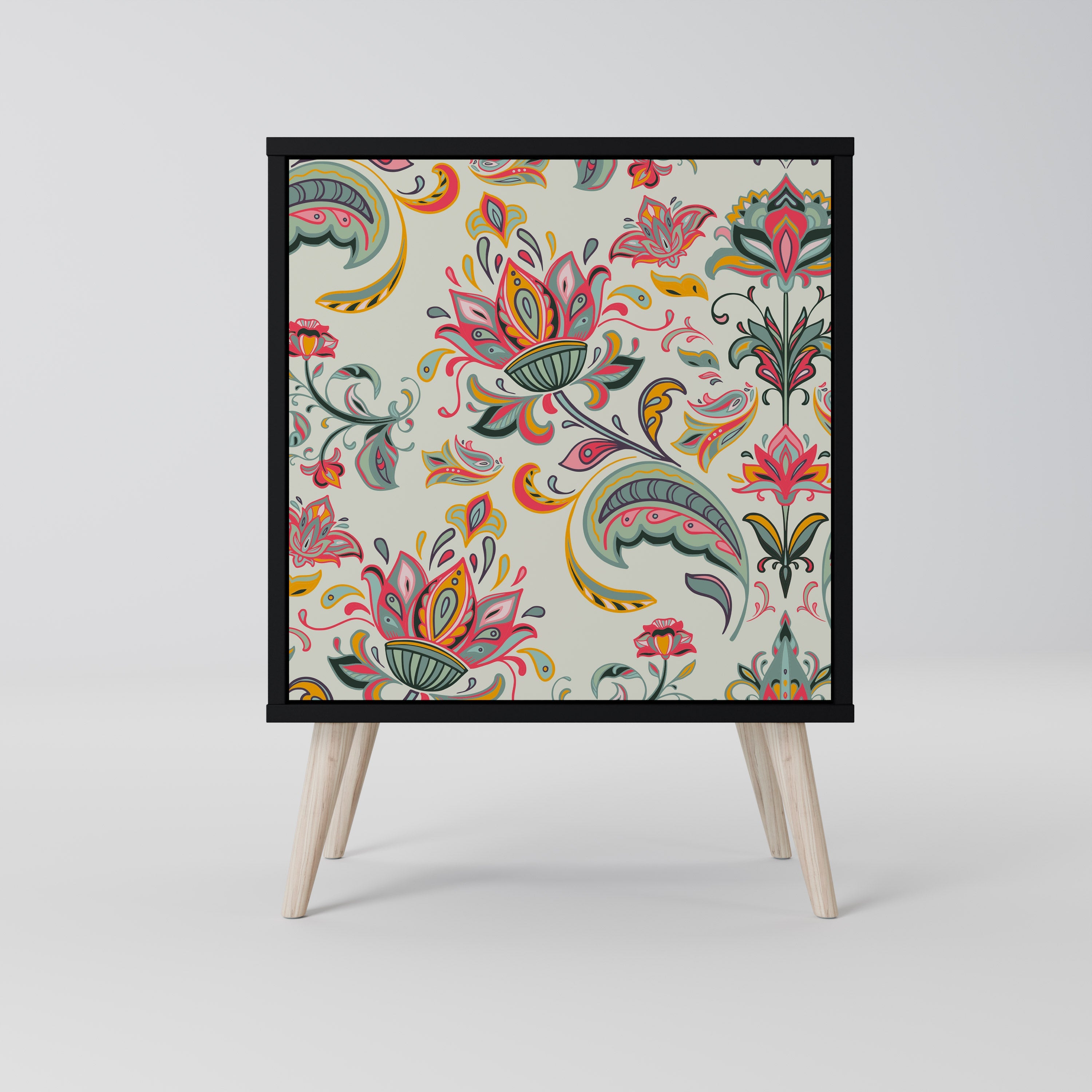 ORGANIC FOLKLORE Aparador de 1 Porta em Acabamento Preto