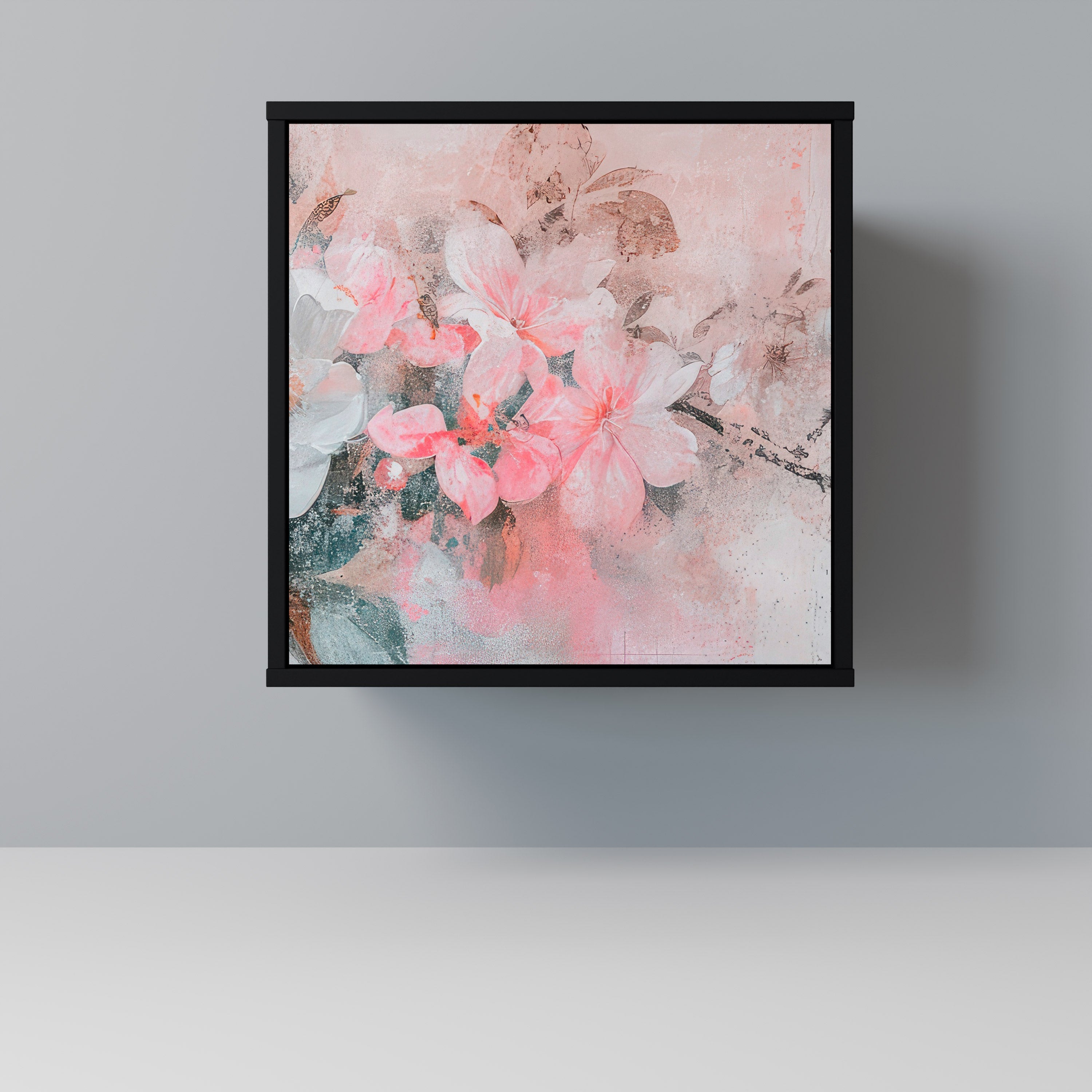 CHERRY BLOSSOM Aparador de 1 Porta em Acabamento Preto