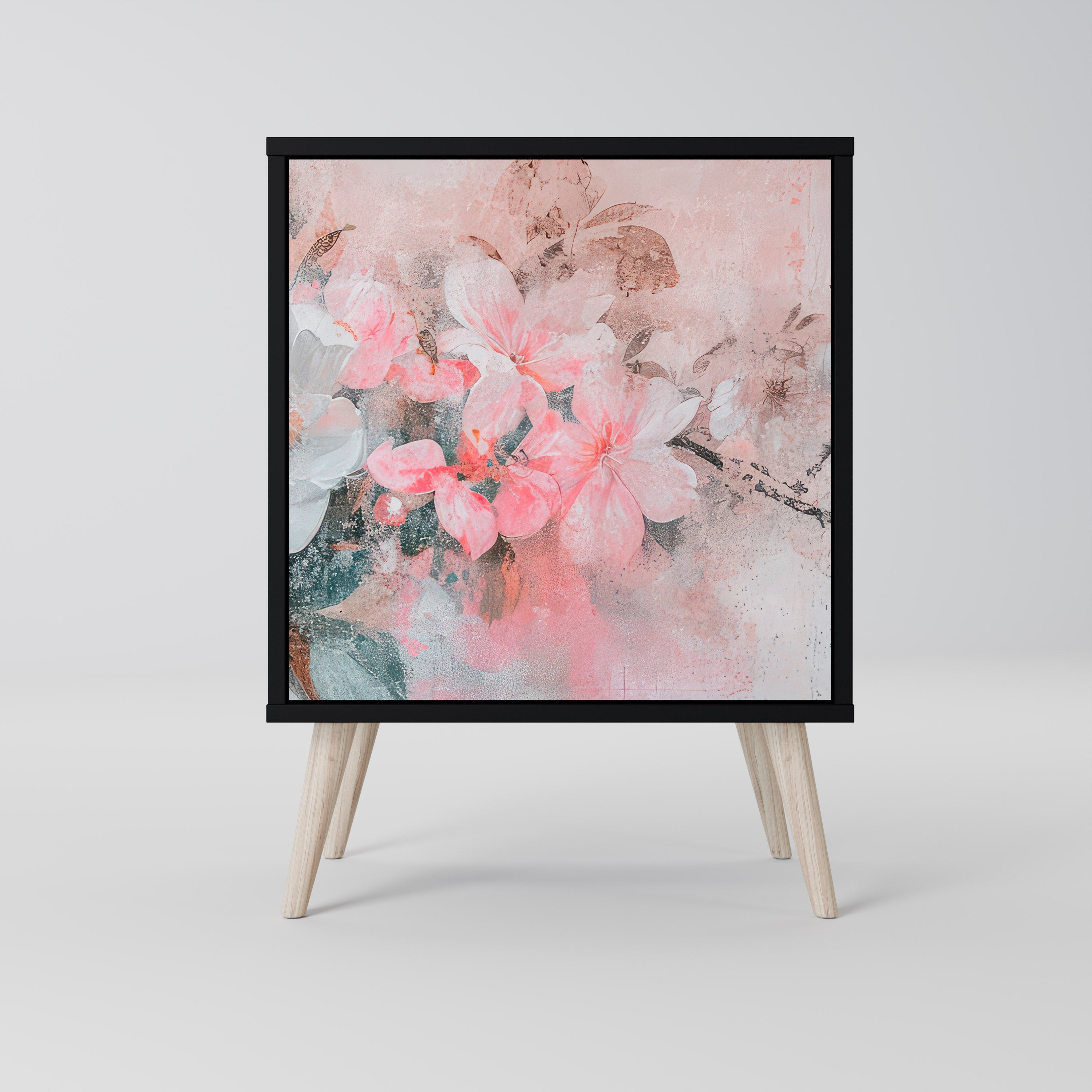 CHERRY BLOSSOM Aparador de 1 Porta em Acabamento Preto