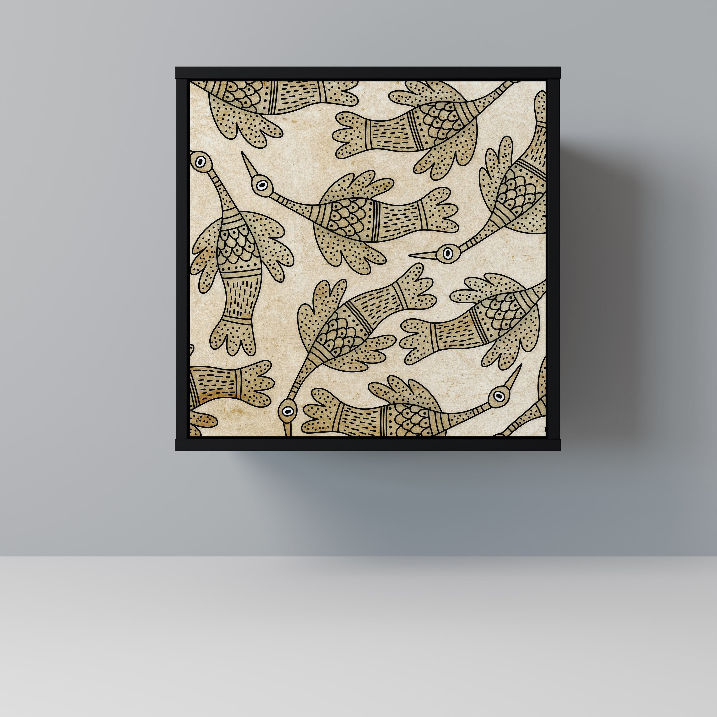 ALMONDINE SONGBIRD Aparador de 1 Porta em Acabamento Preto