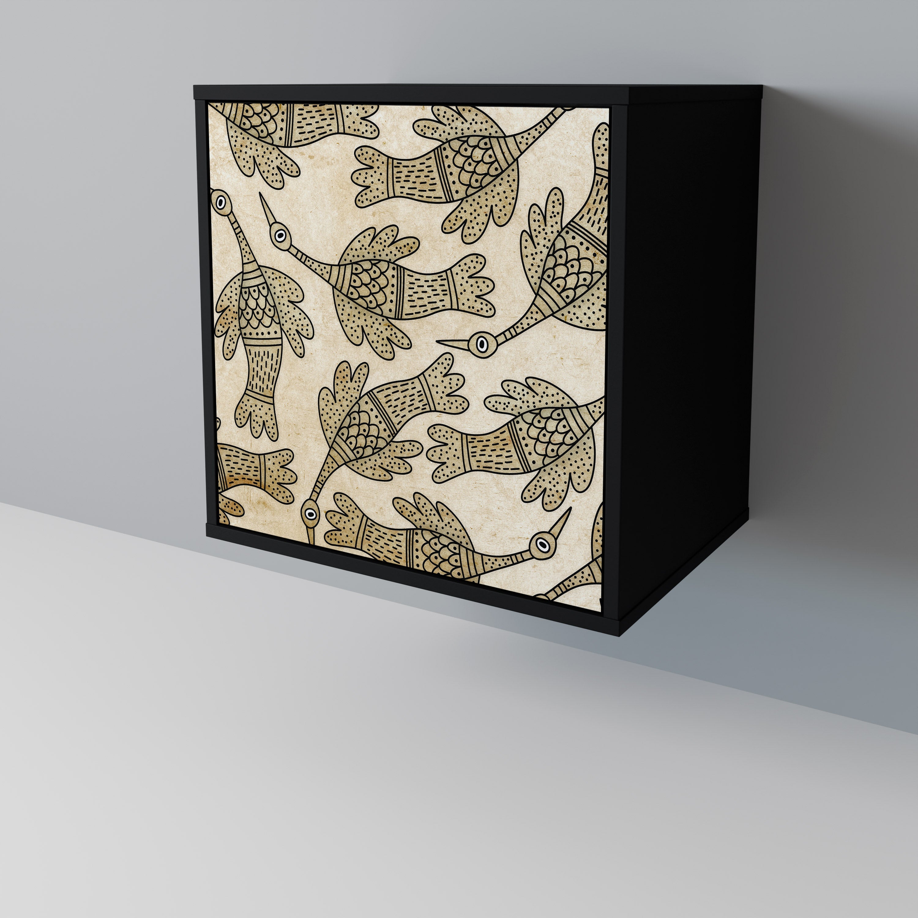 ALMONDINE SONGBIRD Aparador de 1 Porta em Acabamento Preto