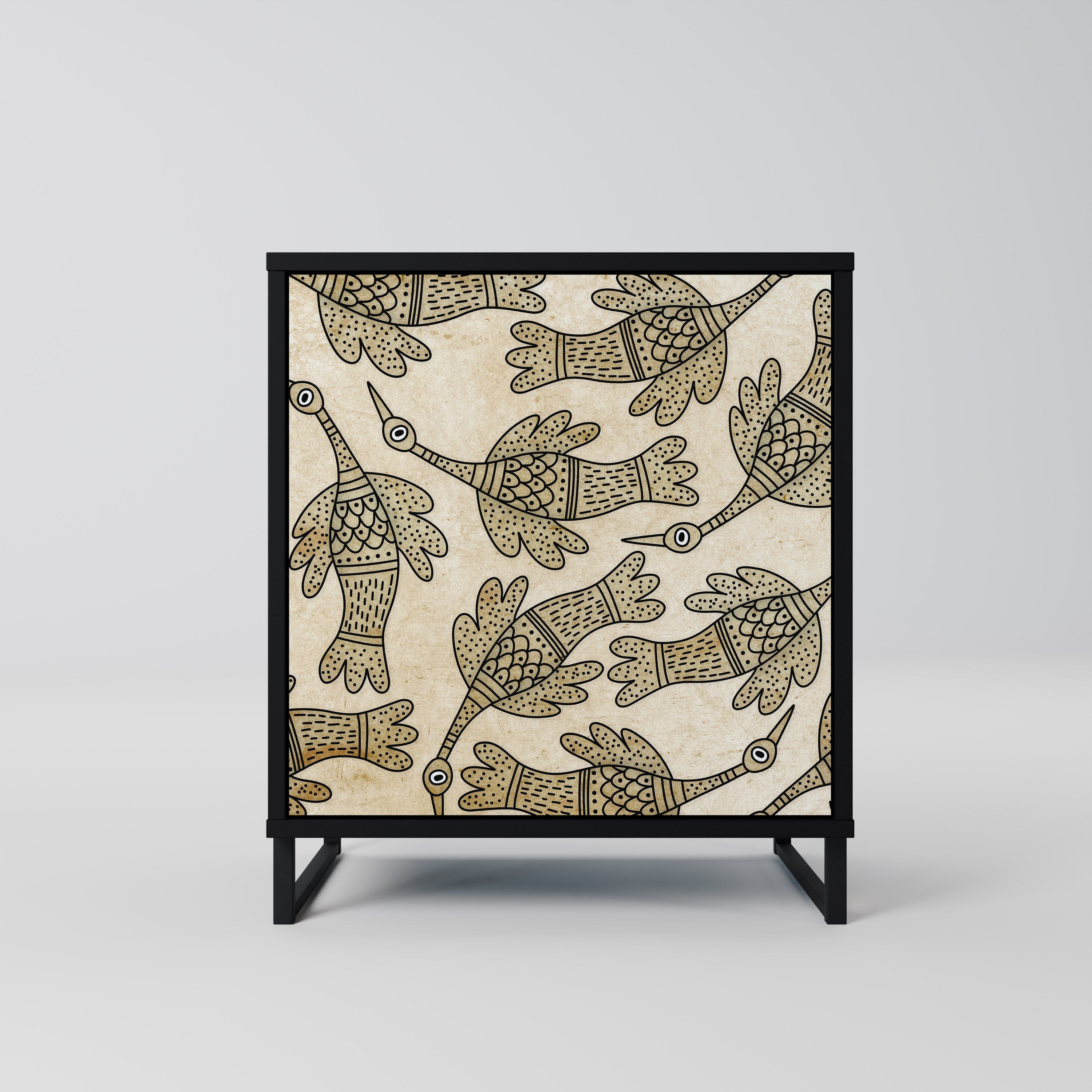 ALMONDINE SONGBIRD Aparador de 1 Porta em Acabamento Preto