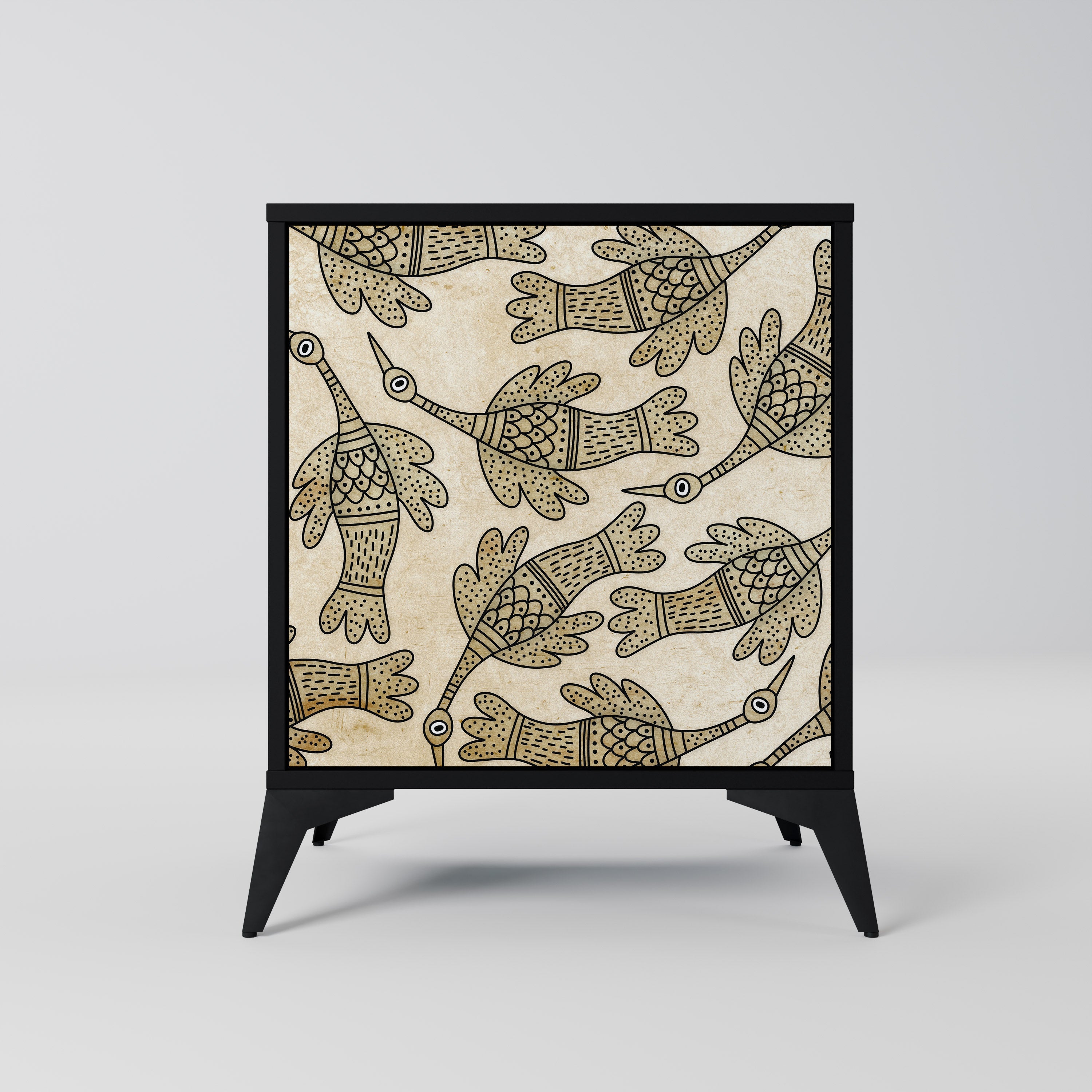 ALMONDINE SONGBIRD Aparador de 1 Porta em Acabamento Preto