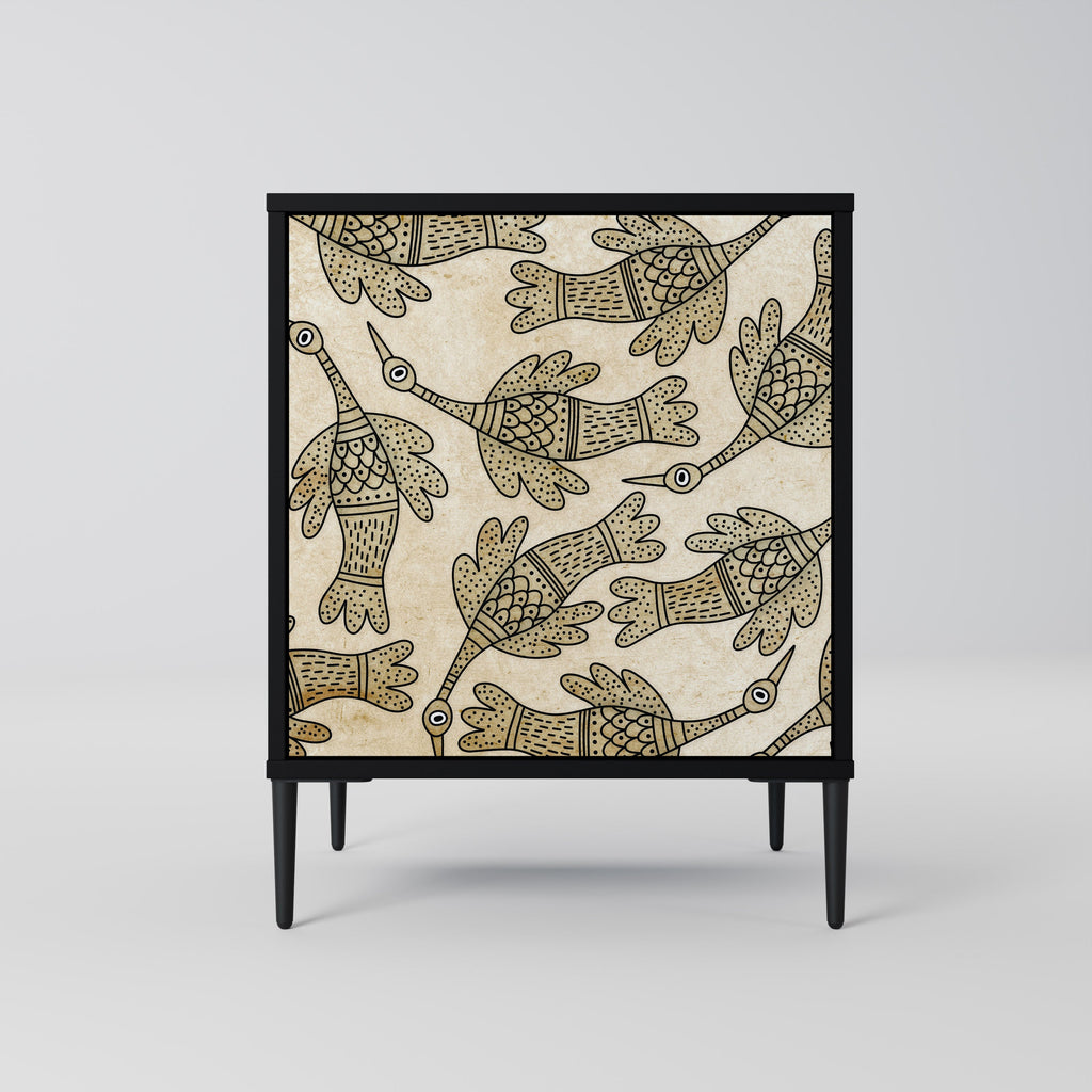 ALMONDINE SONGBIRD Aparador de 1 Porta em Acabamento Preto