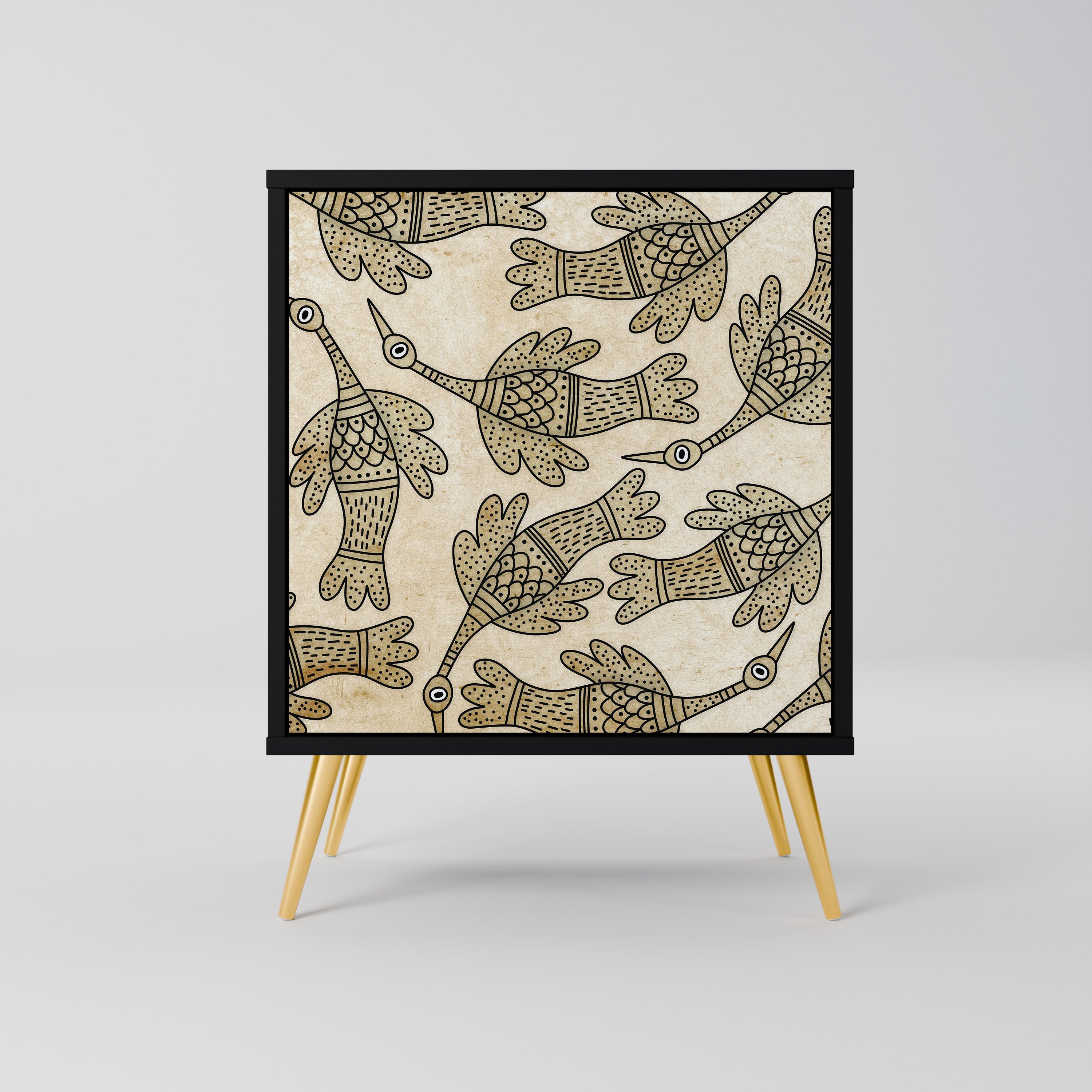 ALMONDINE SONGBIRD Aparador de 1 Porta em Acabamento Preto