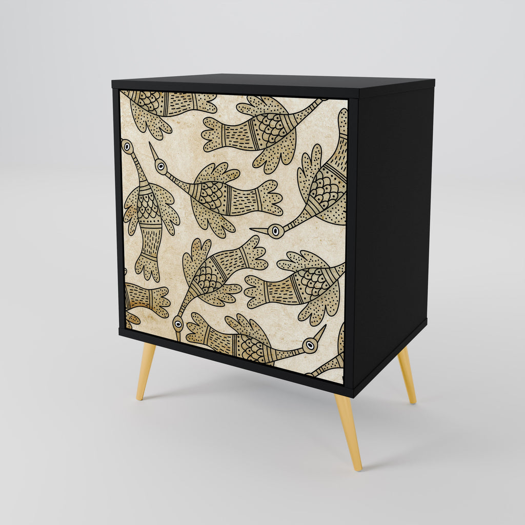 ALMONDINE SONGBIRD Aparador de 1 Porta em Acabamento Preto