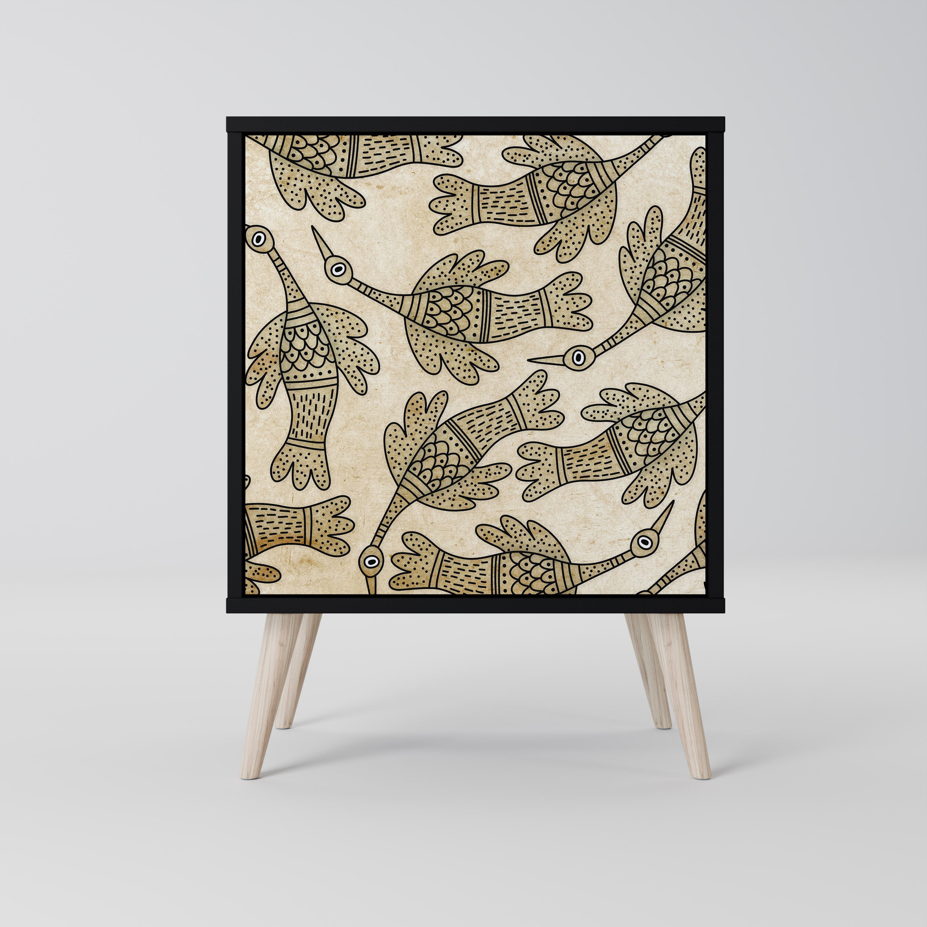 ALMONDINE SONGBIRD Aparador de 1 Porta em Acabamento Preto