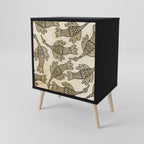 ALMONDINE SONGBIRD Aparador de 1 Porta em Acabamento Preto