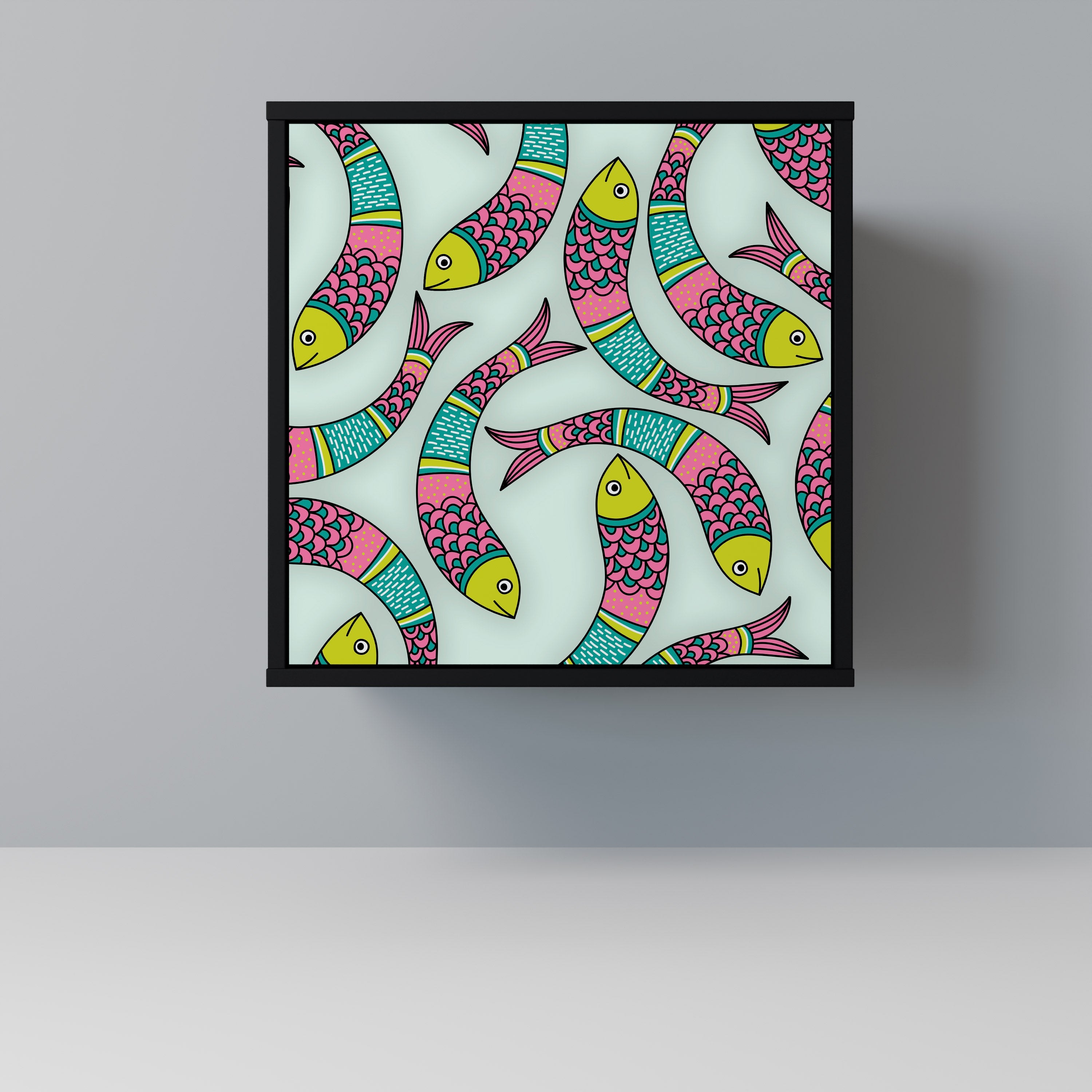 INDIAN FISH Aparador de 1 Porta em Acabamento Preto