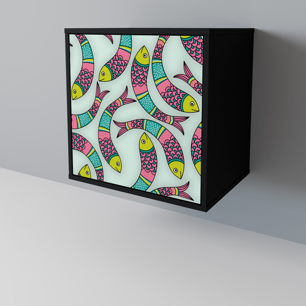 INDIAN FISH Aparador de 1 Porta em Acabamento Preto