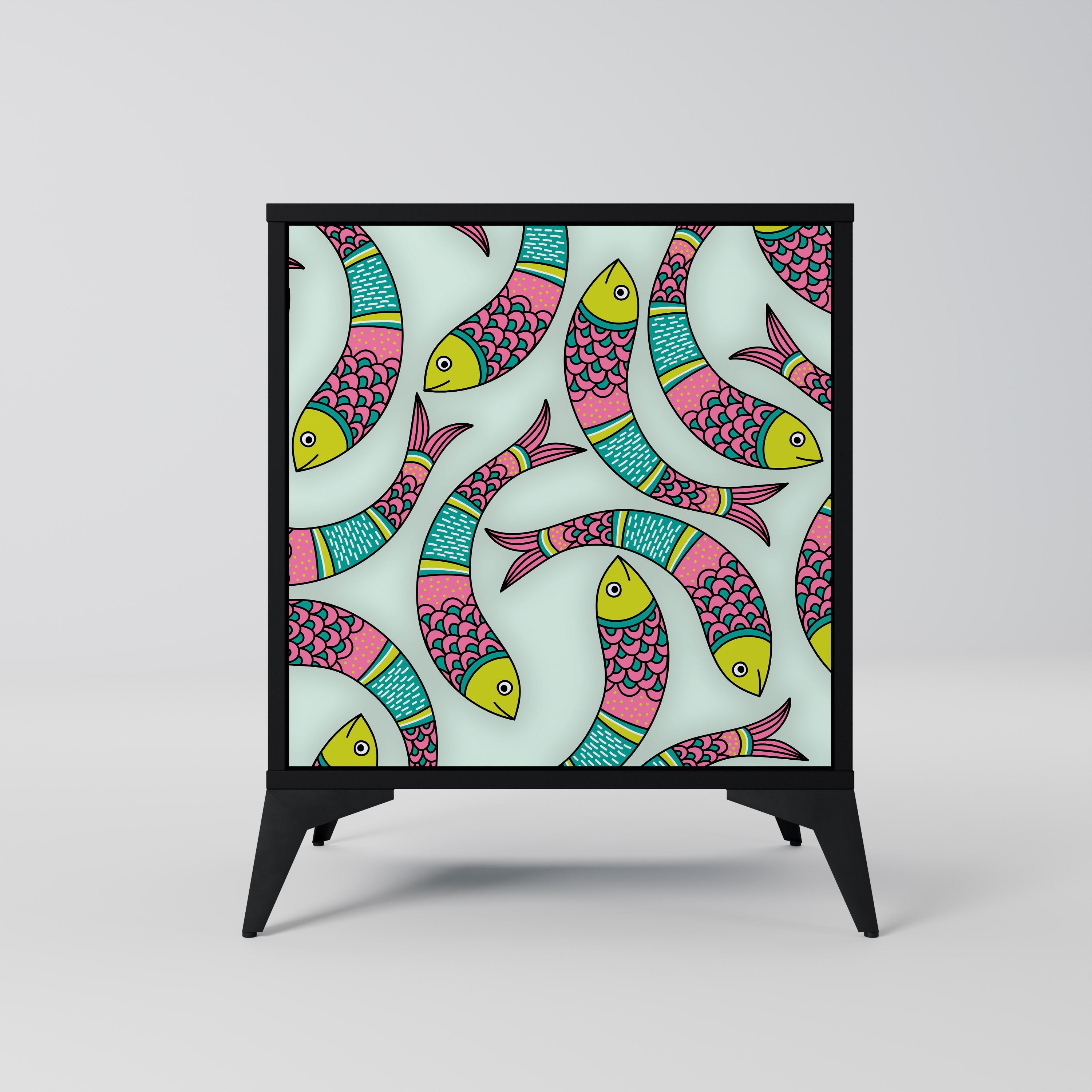 INDIAN FISH Aparador de 1 Porta em Acabamento Preto