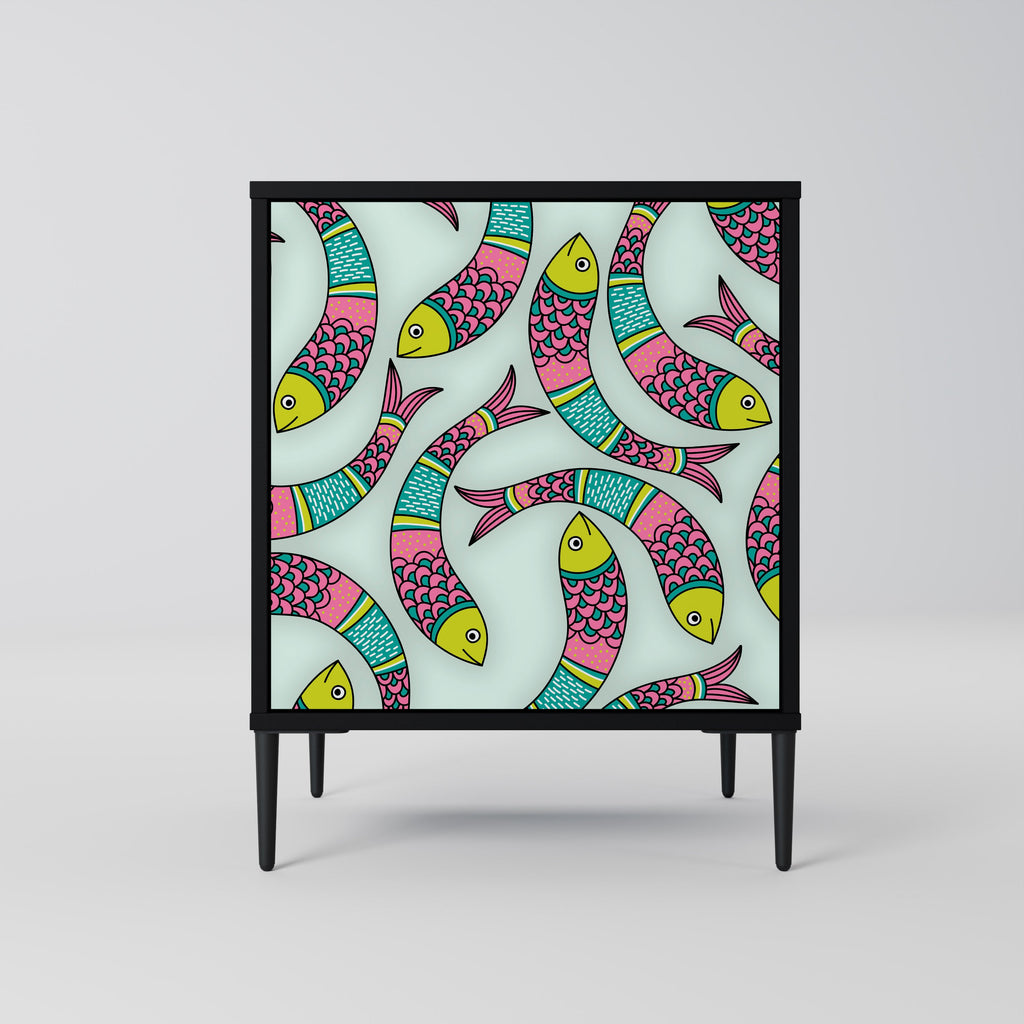 INDIAN FISH Aparador de 1 Porta em Acabamento Preto