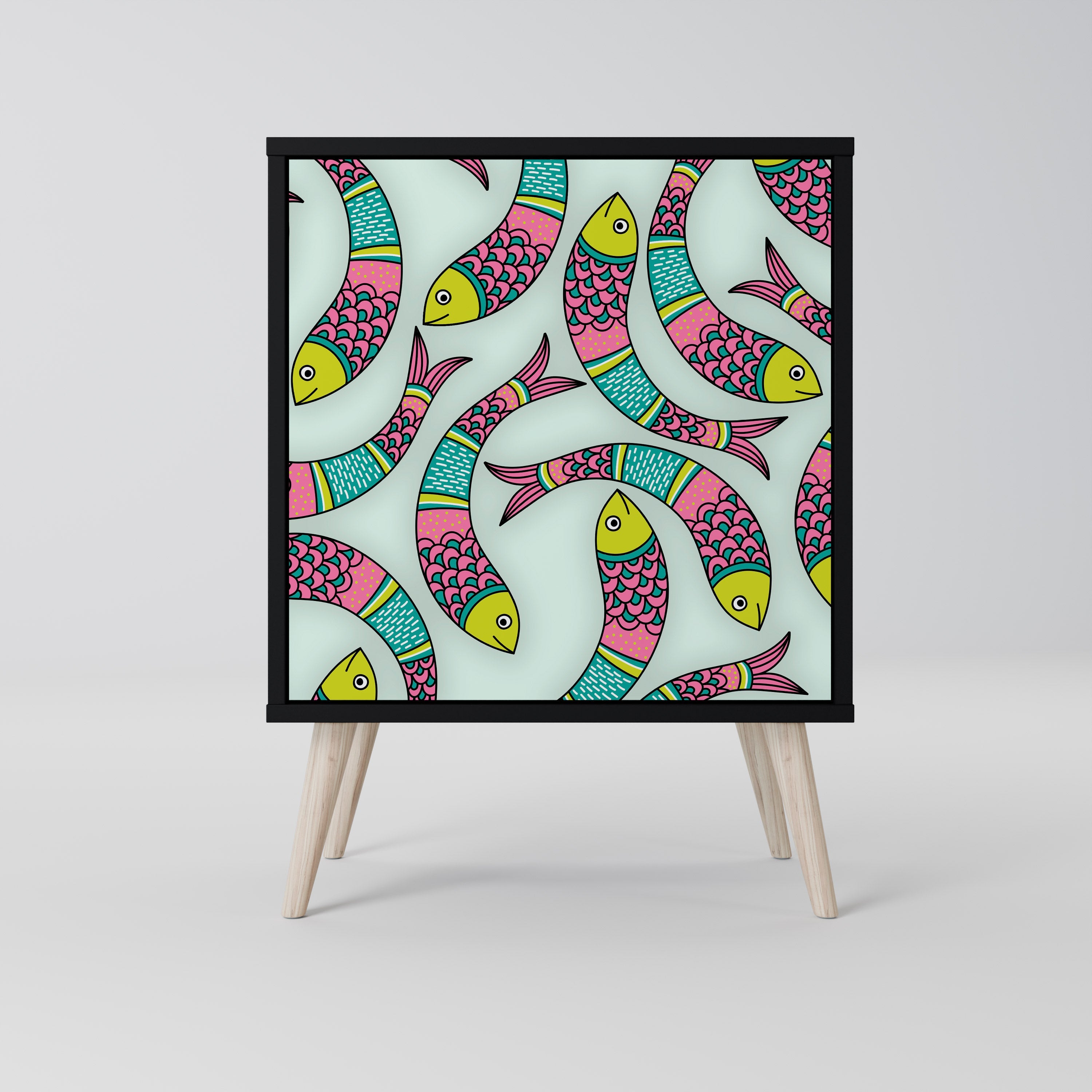 INDIAN FISH Aparador de 1 Porta em Acabamento Preto