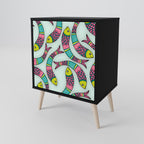 INDIAN FISH Aparador de 1 Porta em Acabamento Preto