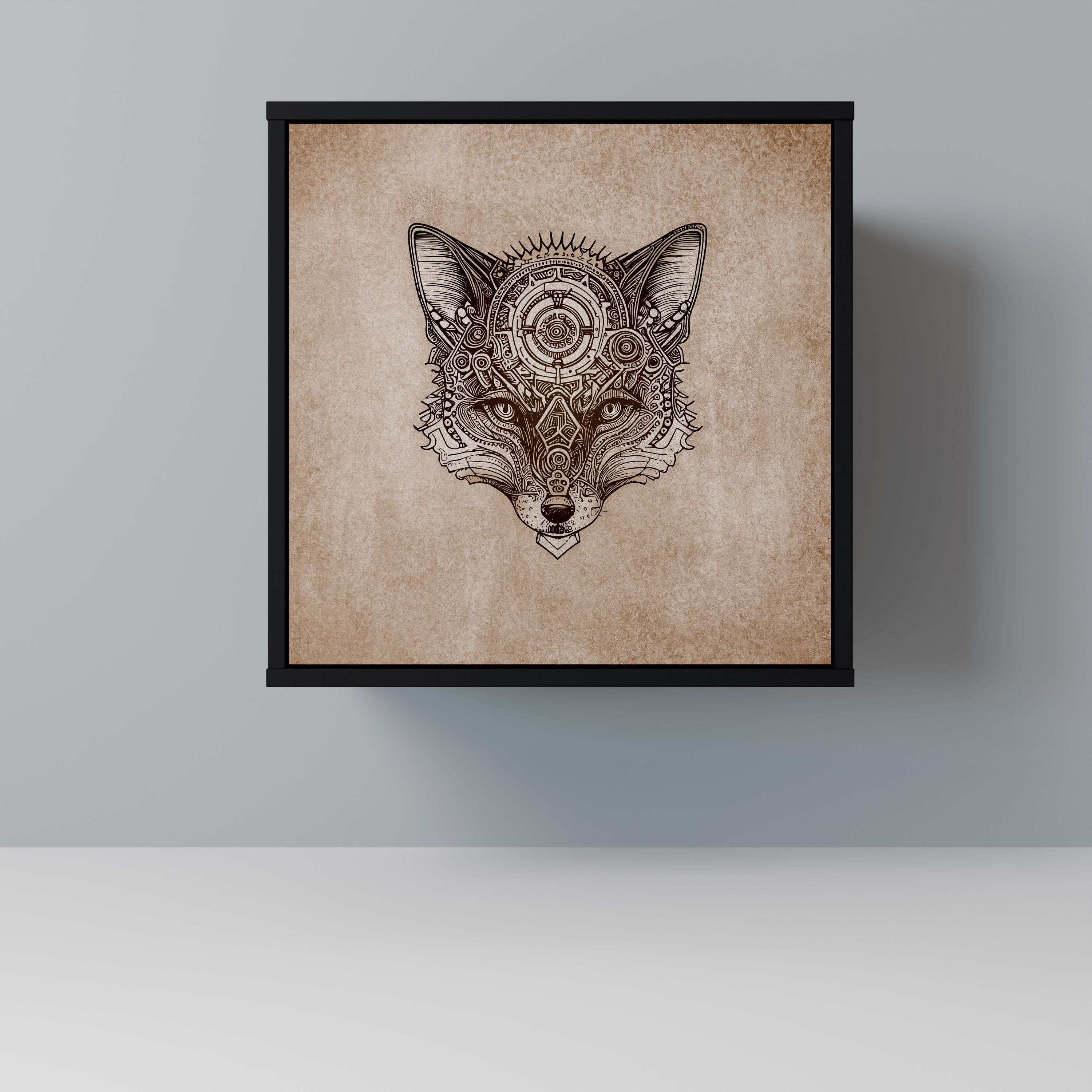 STEAMPUNK CLAN Aparador de 1 Porta em Acabamento Preto