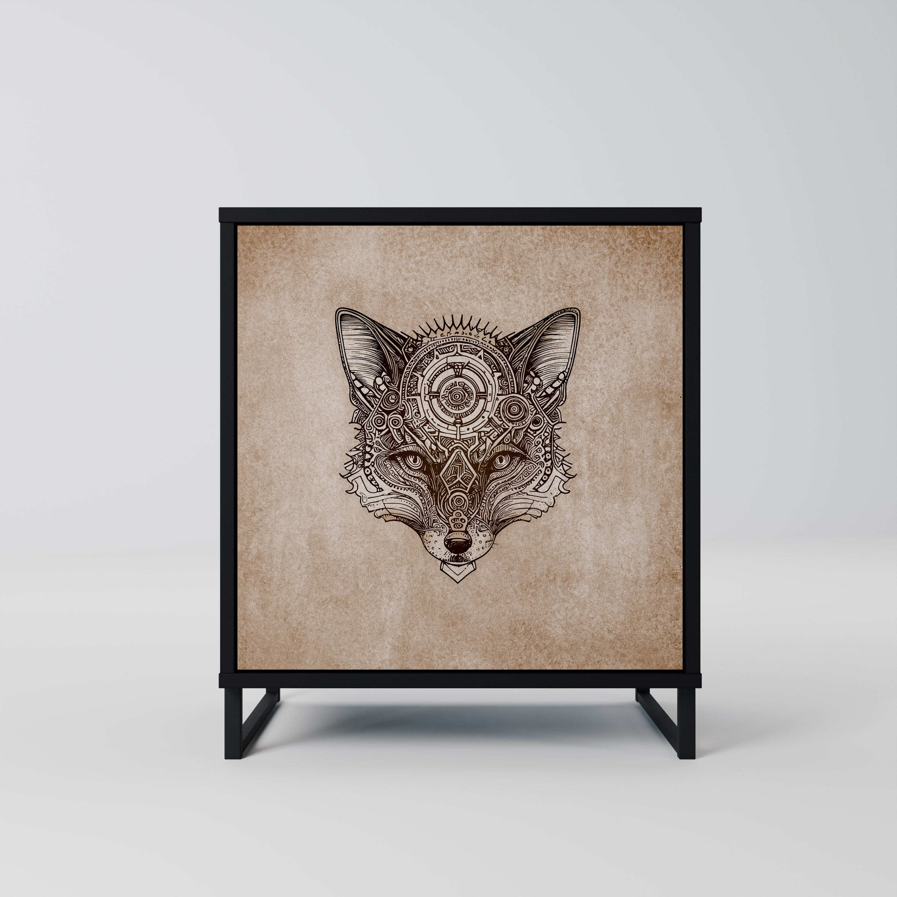 STEAMPUNK CLAN Aparador de 1 Porta em Acabamento Preto