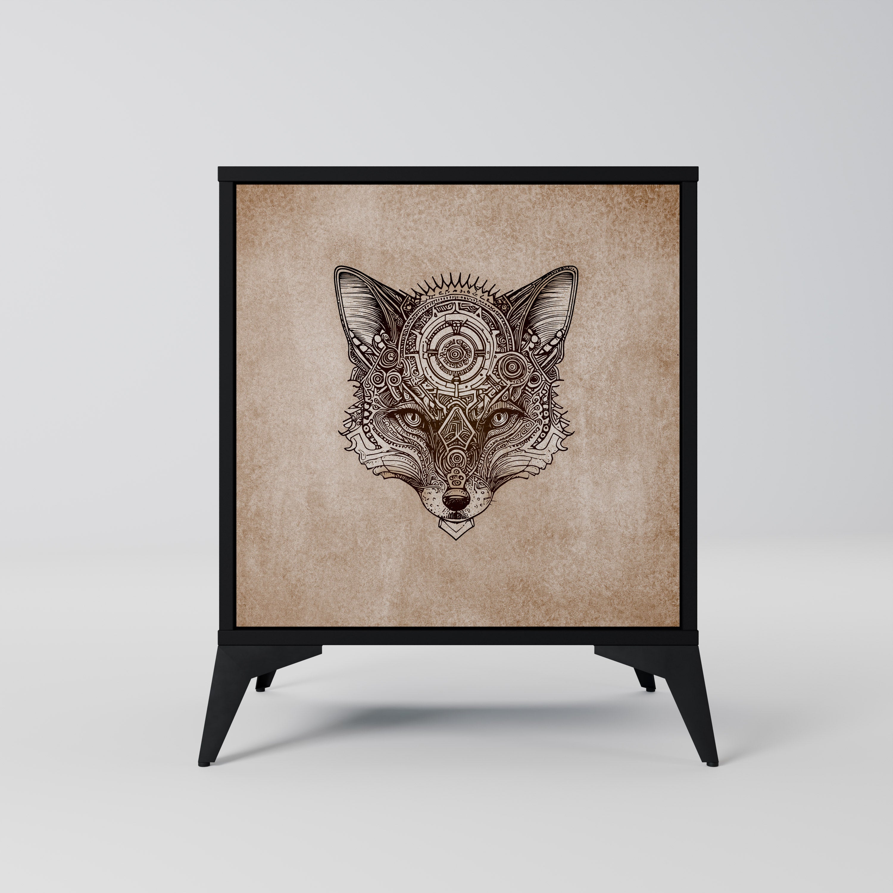 STEAMPUNK CLAN Aparador de 1 Porta em Acabamento Preto