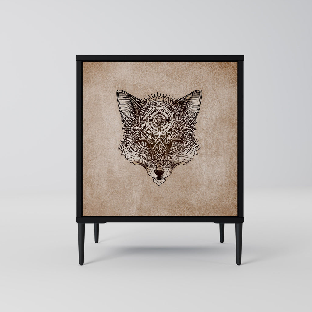 STEAMPUNK CLAN Aparador de 1 Porta em Acabamento Preto