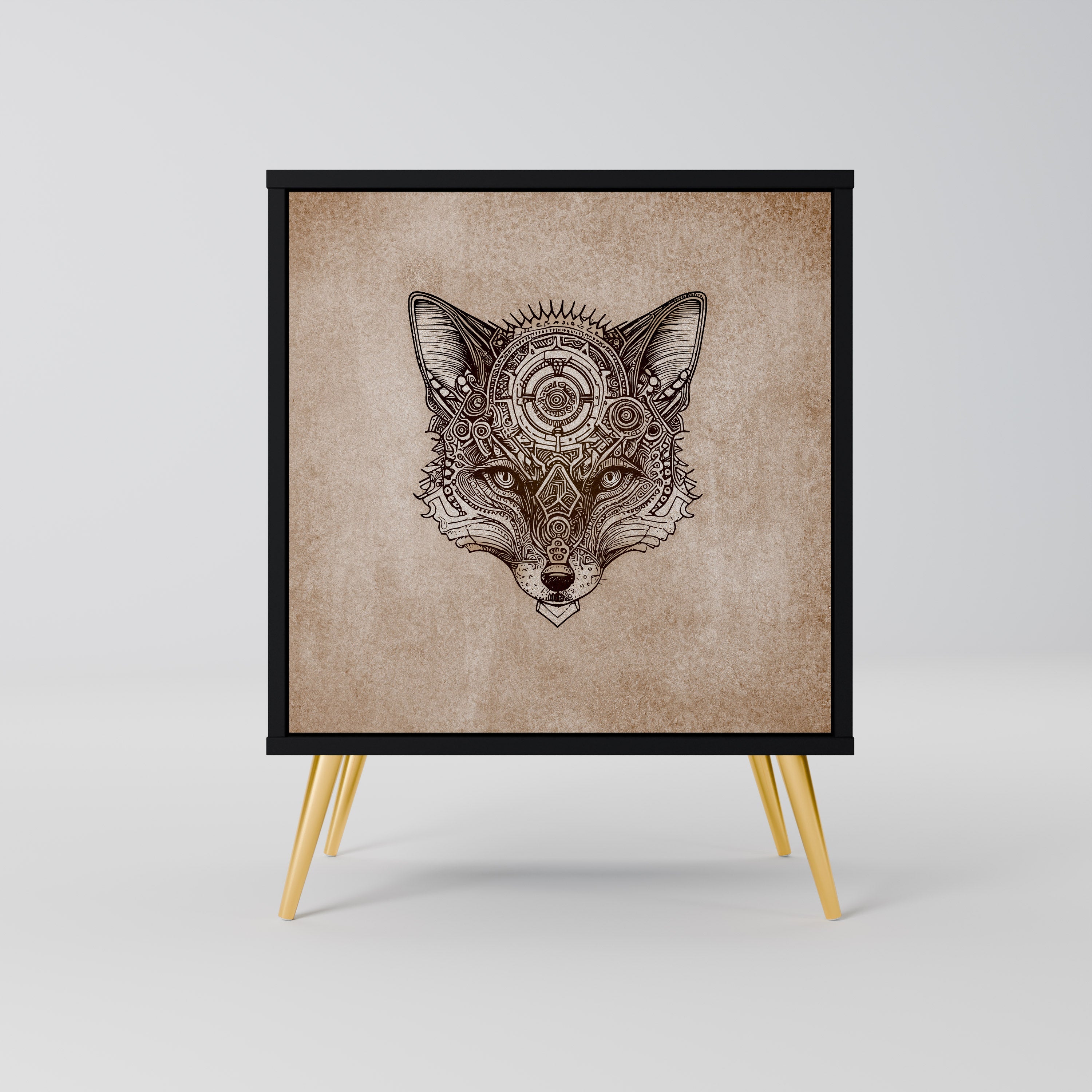 STEAMPUNK CLAN Aparador de 1 Porta em Acabamento Preto