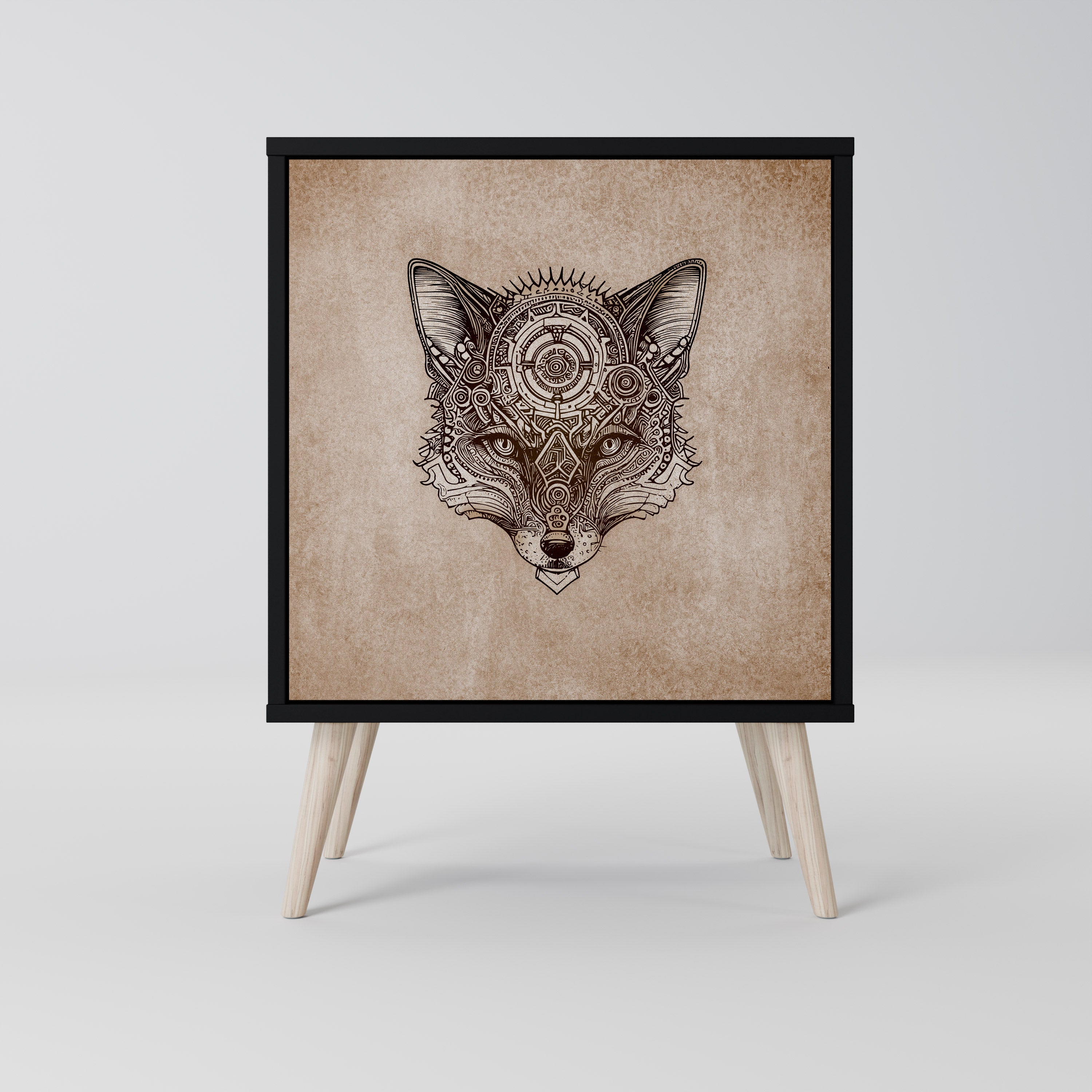 STEAMPUNK CLAN Aparador de 1 Porta em Acabamento Preto