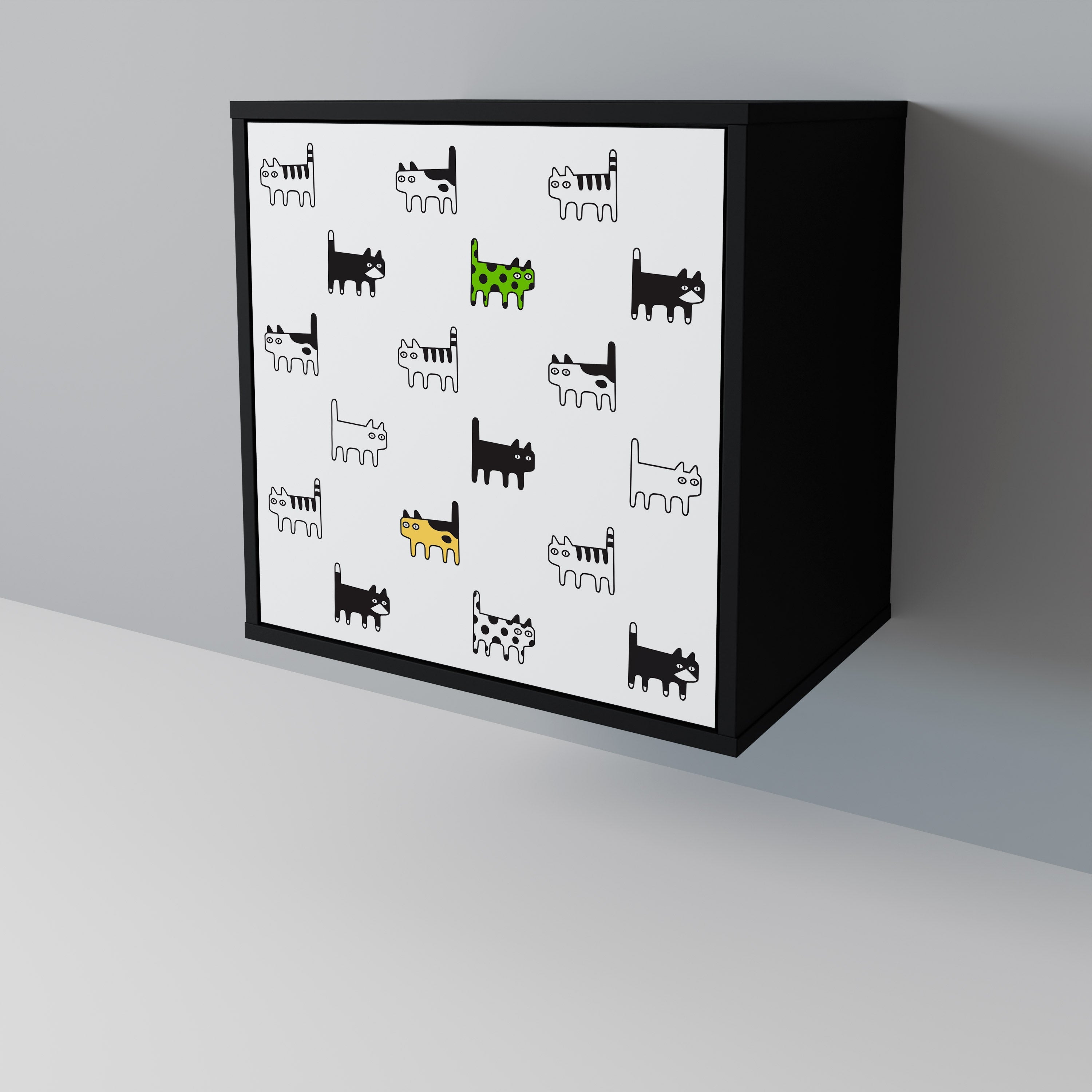 CATS COMPILATION 1-Door Sideboard in Black Finish