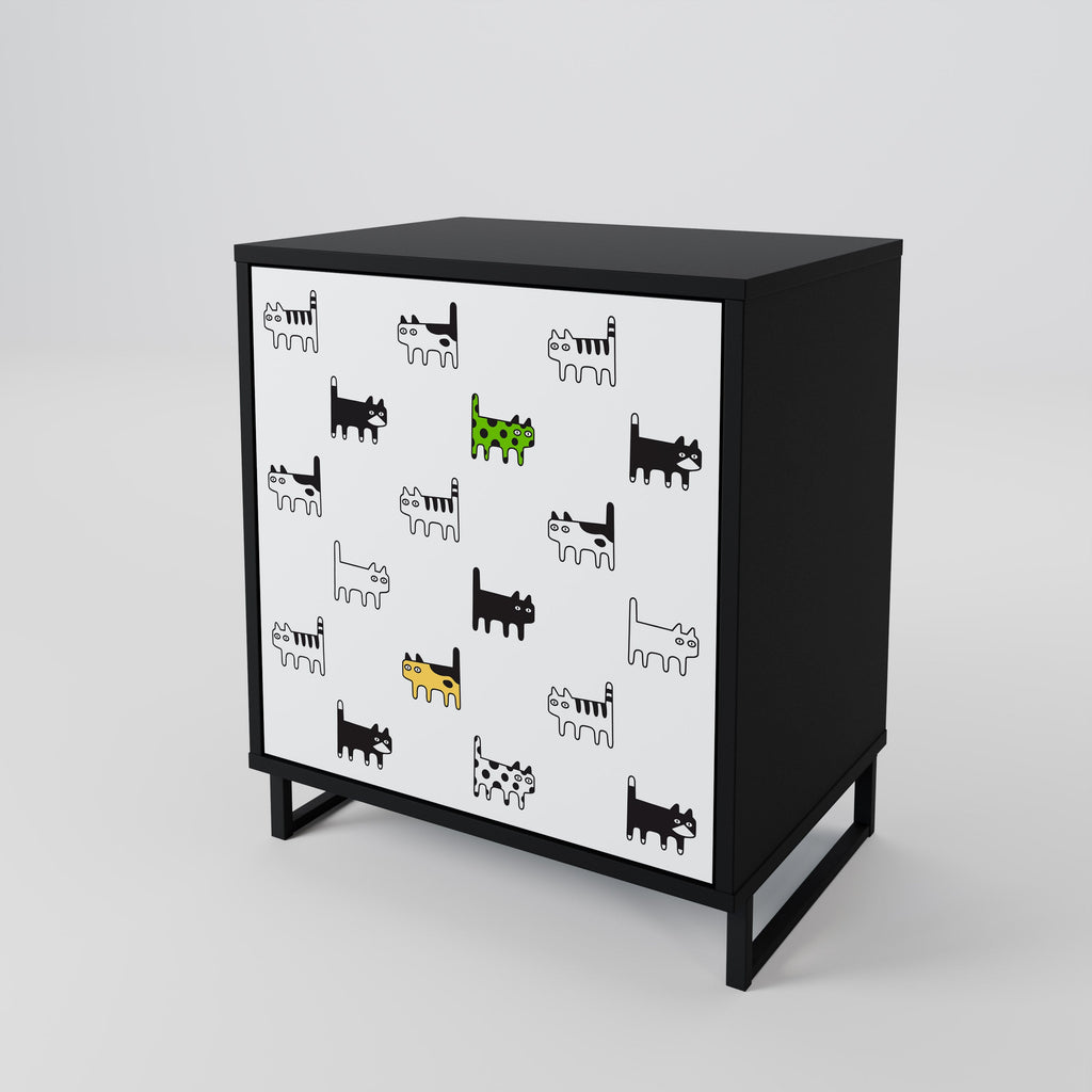 CATS COMPILATION 1-Door Sideboard in Black Finish