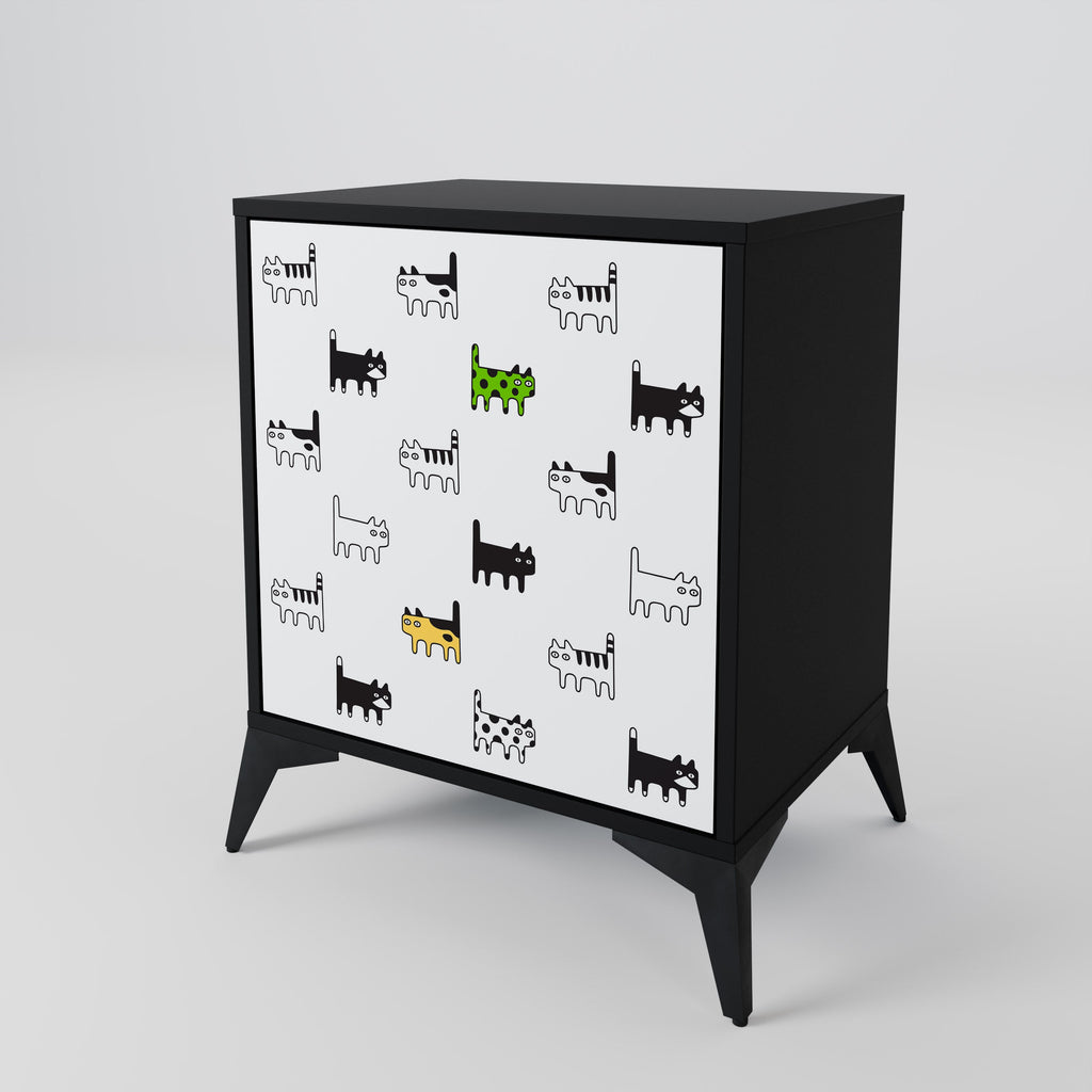 CATS COMPILATION 1-Door Sideboard in Black Finish