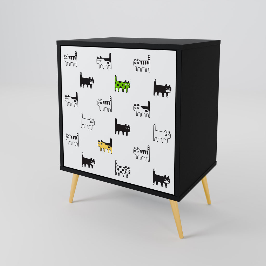 CATS COMPILATION 1-Door Sideboard in Black Finish