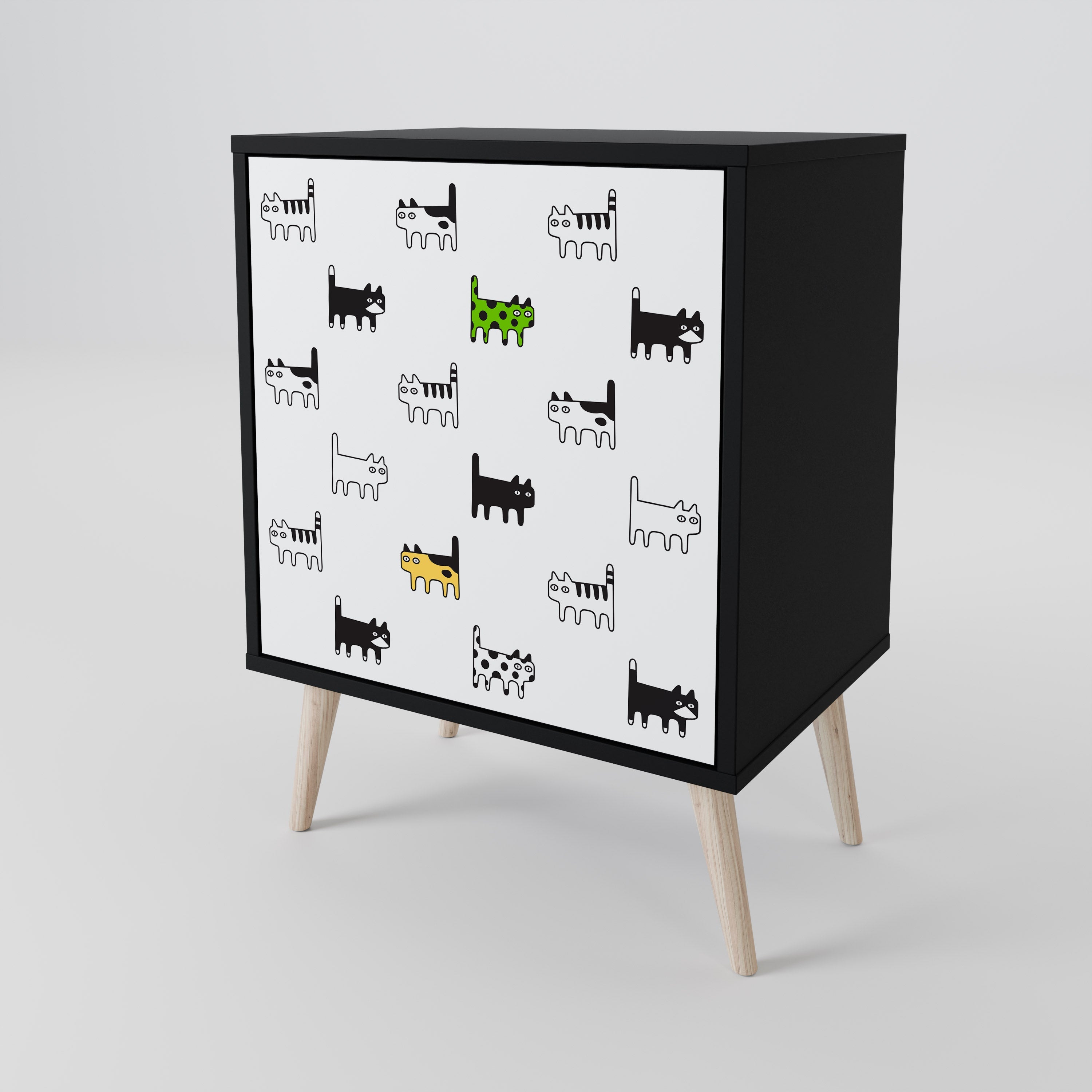 CATS COMPILATION 1-Door Sideboard in Black Finish