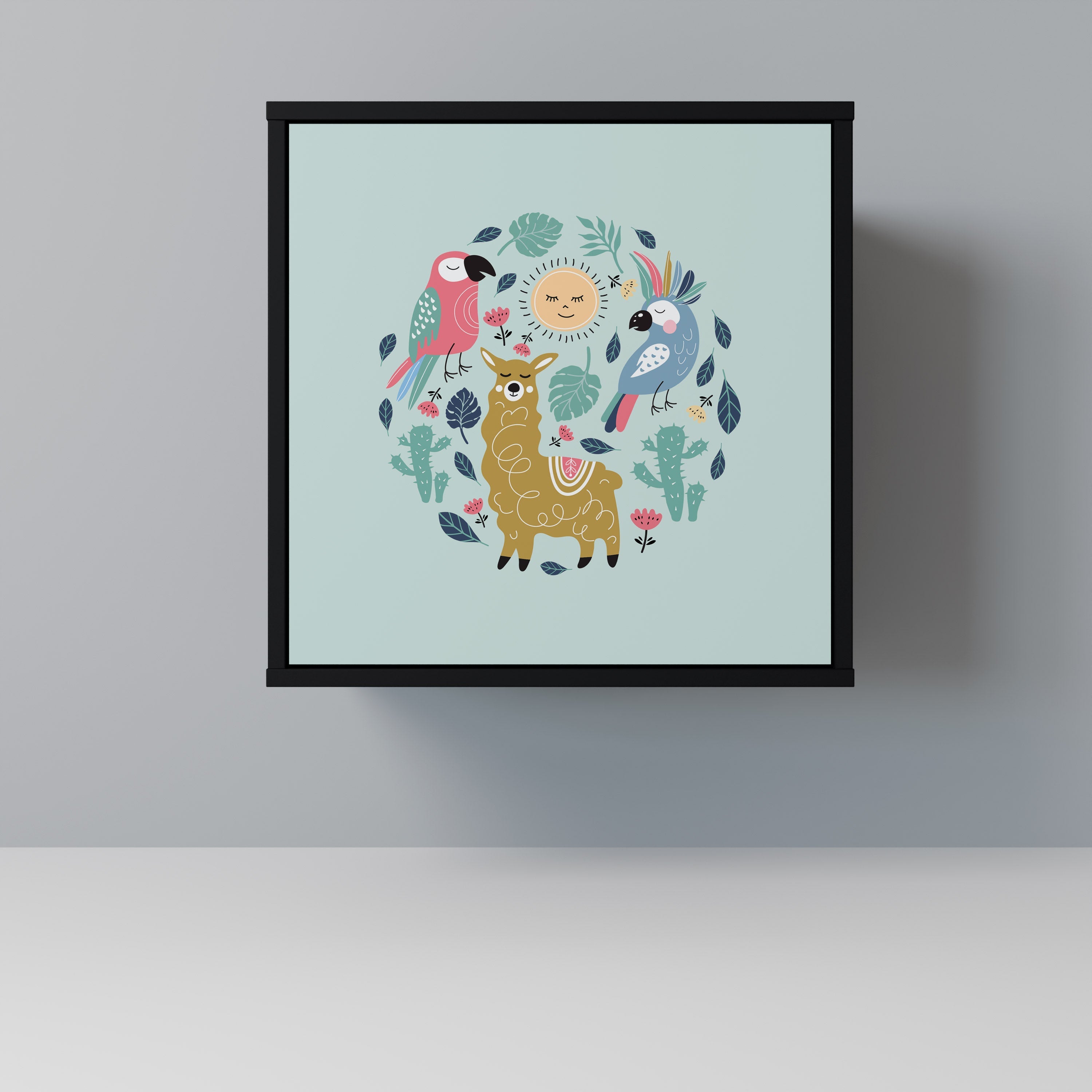 COLORFUL ALPACAS Aparador de 1 Porta em Acabamento Preto