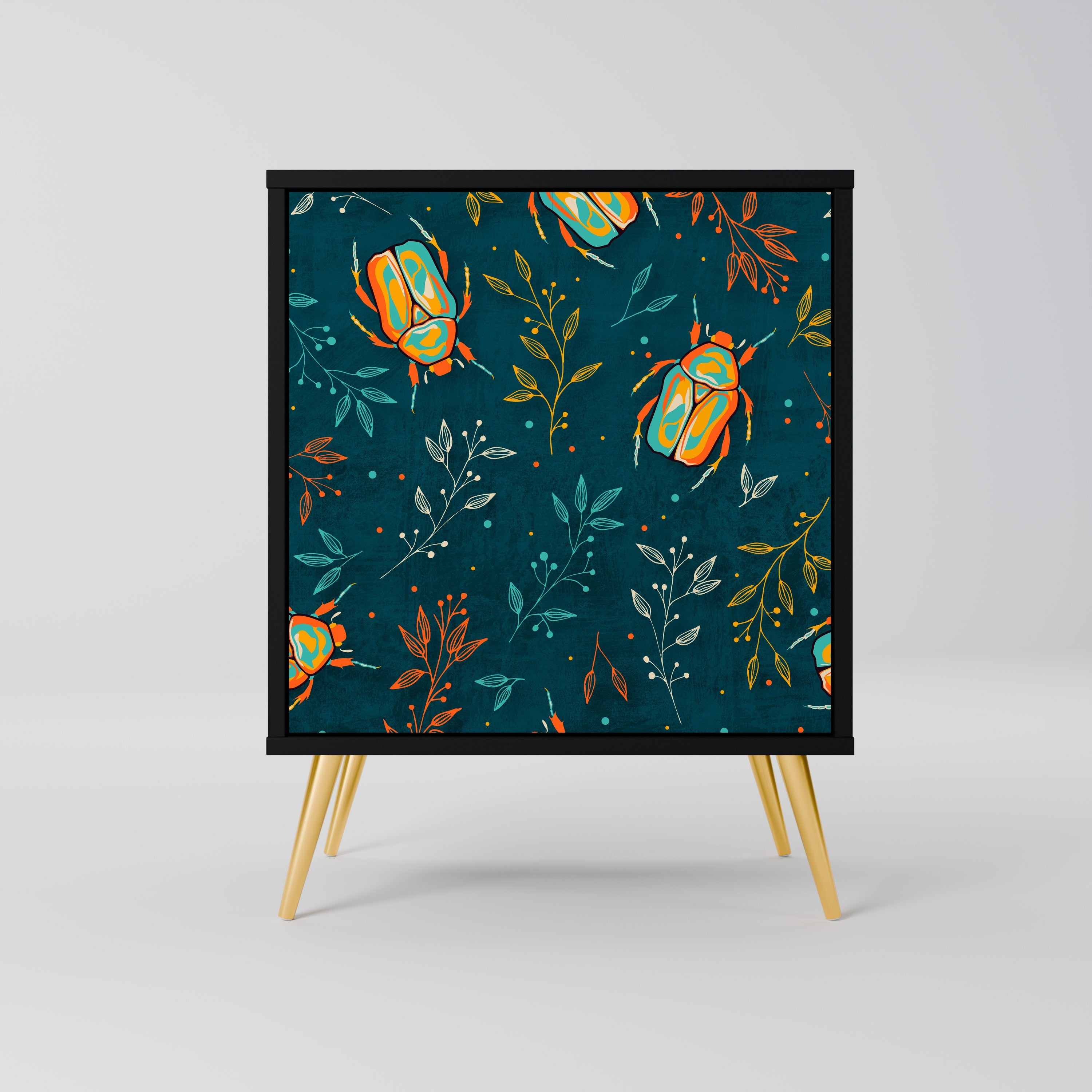 AUTUMN INSECTS Aparador de 1 Porta em Acabamento Preto