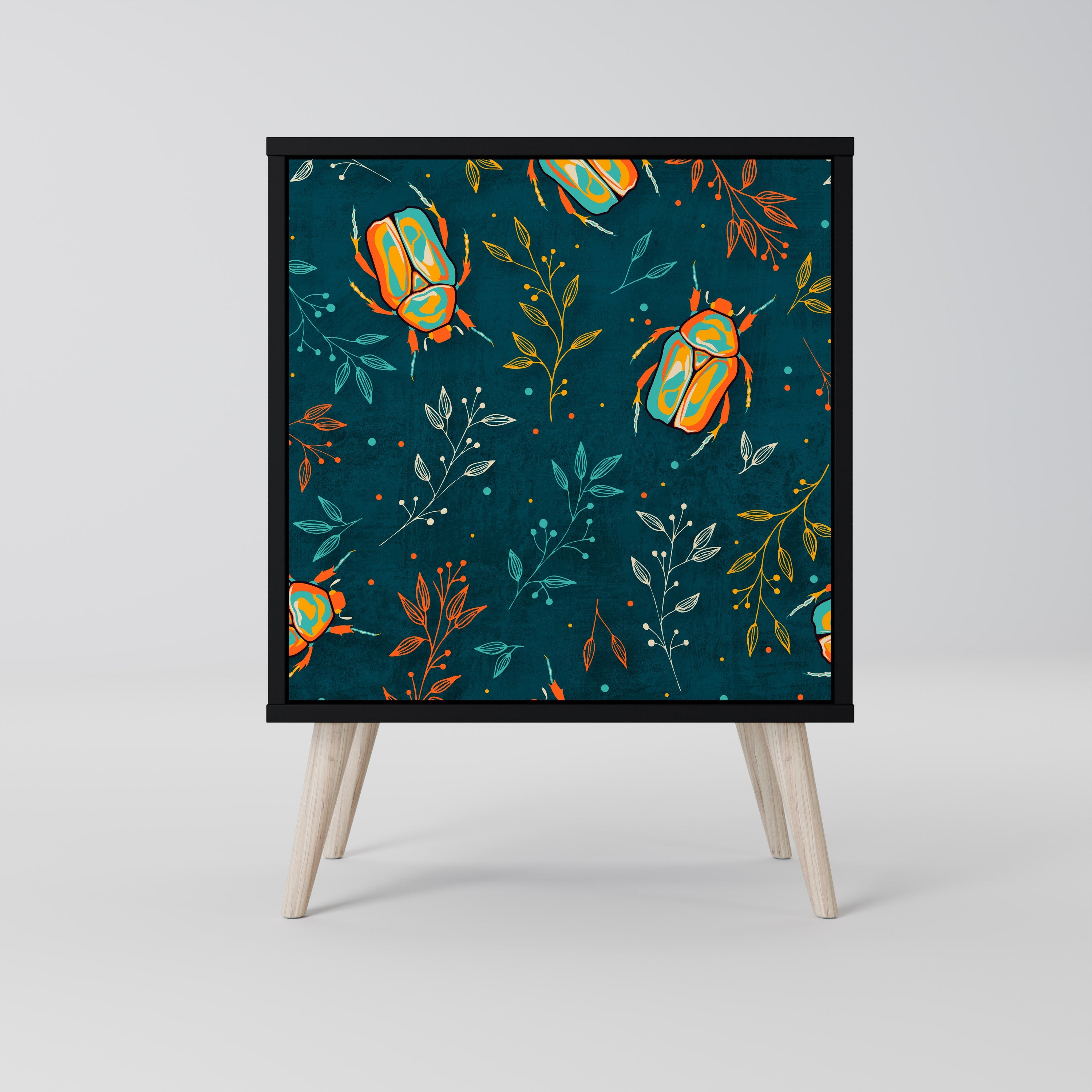 AUTUMN INSECTS Aparador de 1 Porta em Acabamento Preto