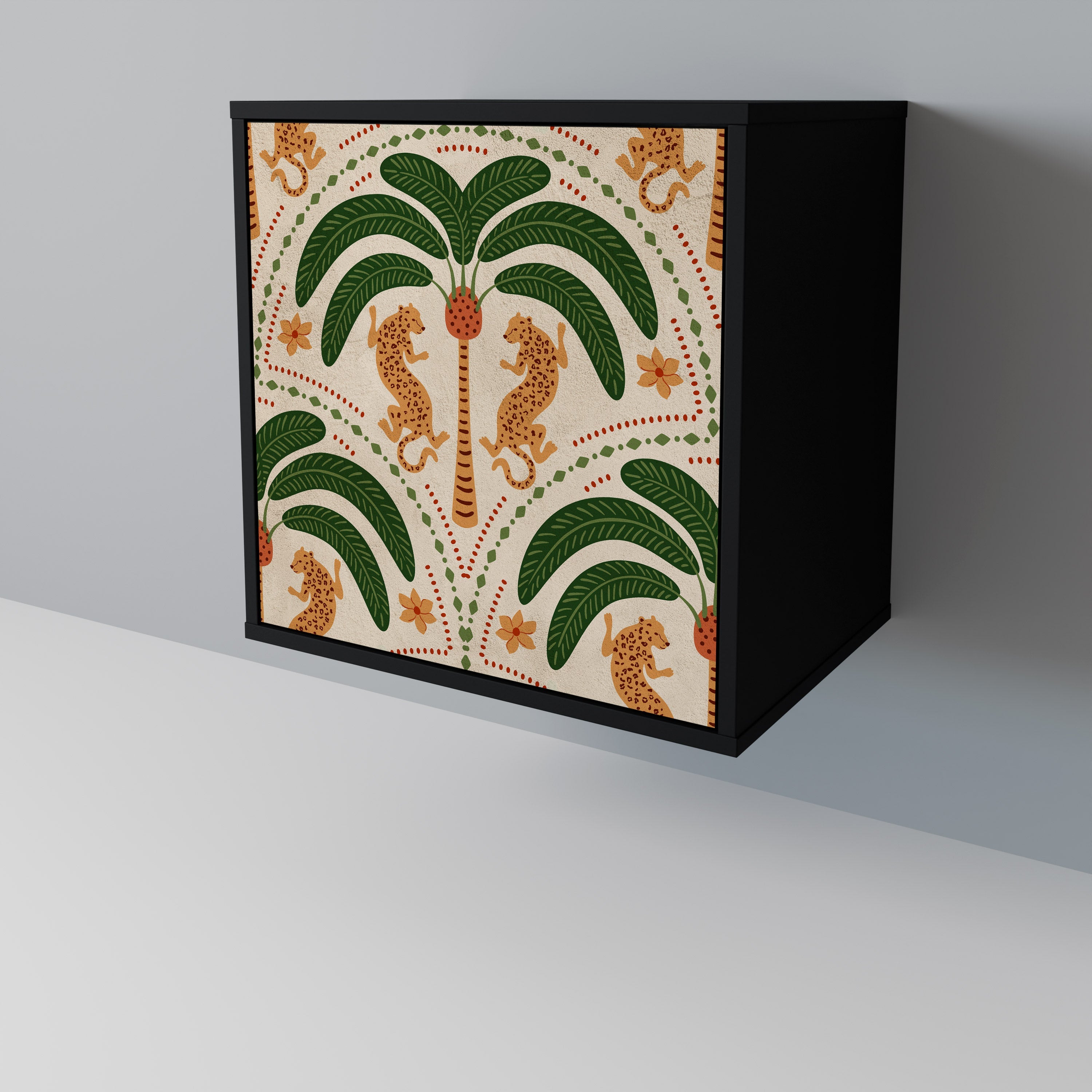 DANCING PREDATORS Aparador de 1 Porta em Acabamento Preto