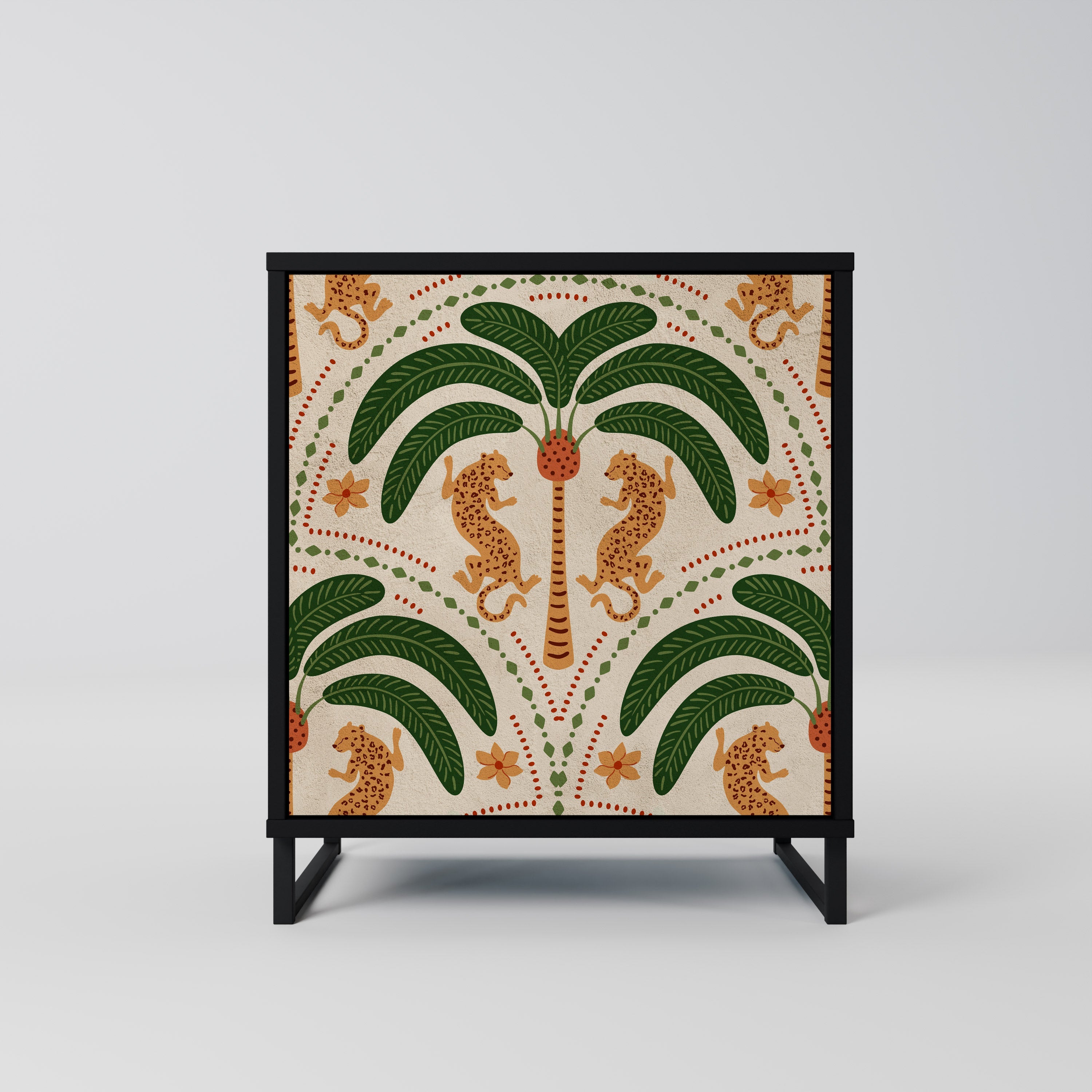 DANCING PREDATORS Aparador de 1 Porta em Acabamento Preto