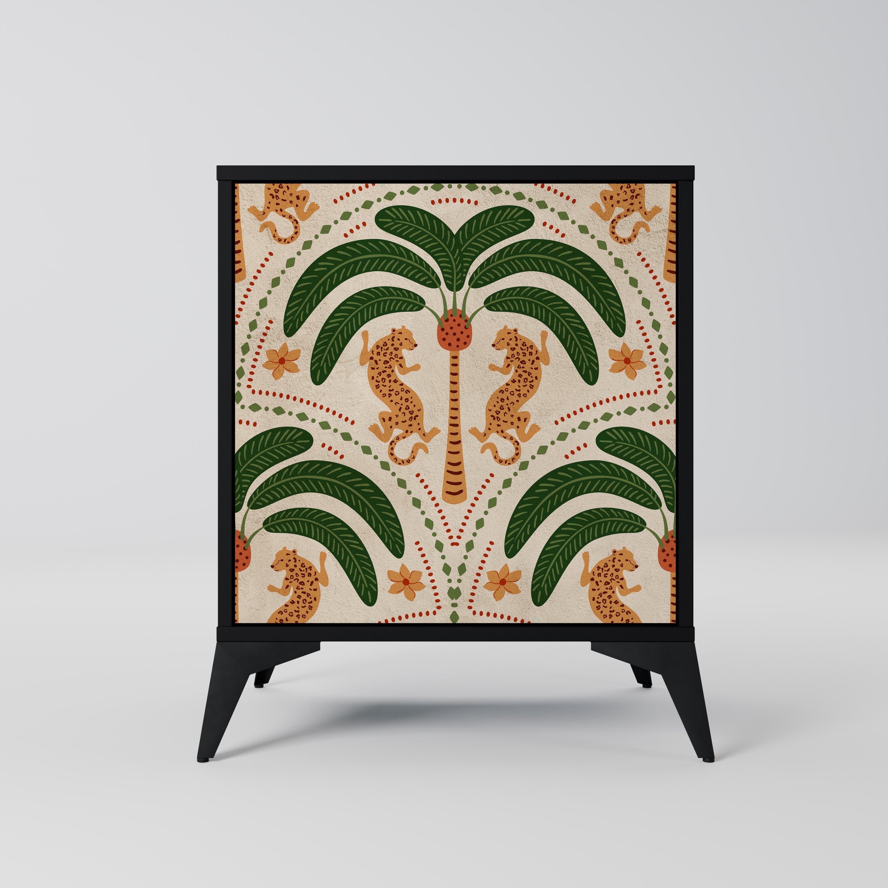 DANCING PREDATORS Aparador de 1 Porta em Acabamento Preto