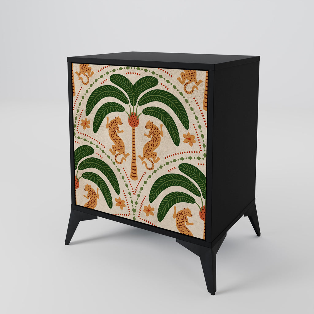 DANCING PREDATORS Aparador de 1 Porta em Acabamento Preto