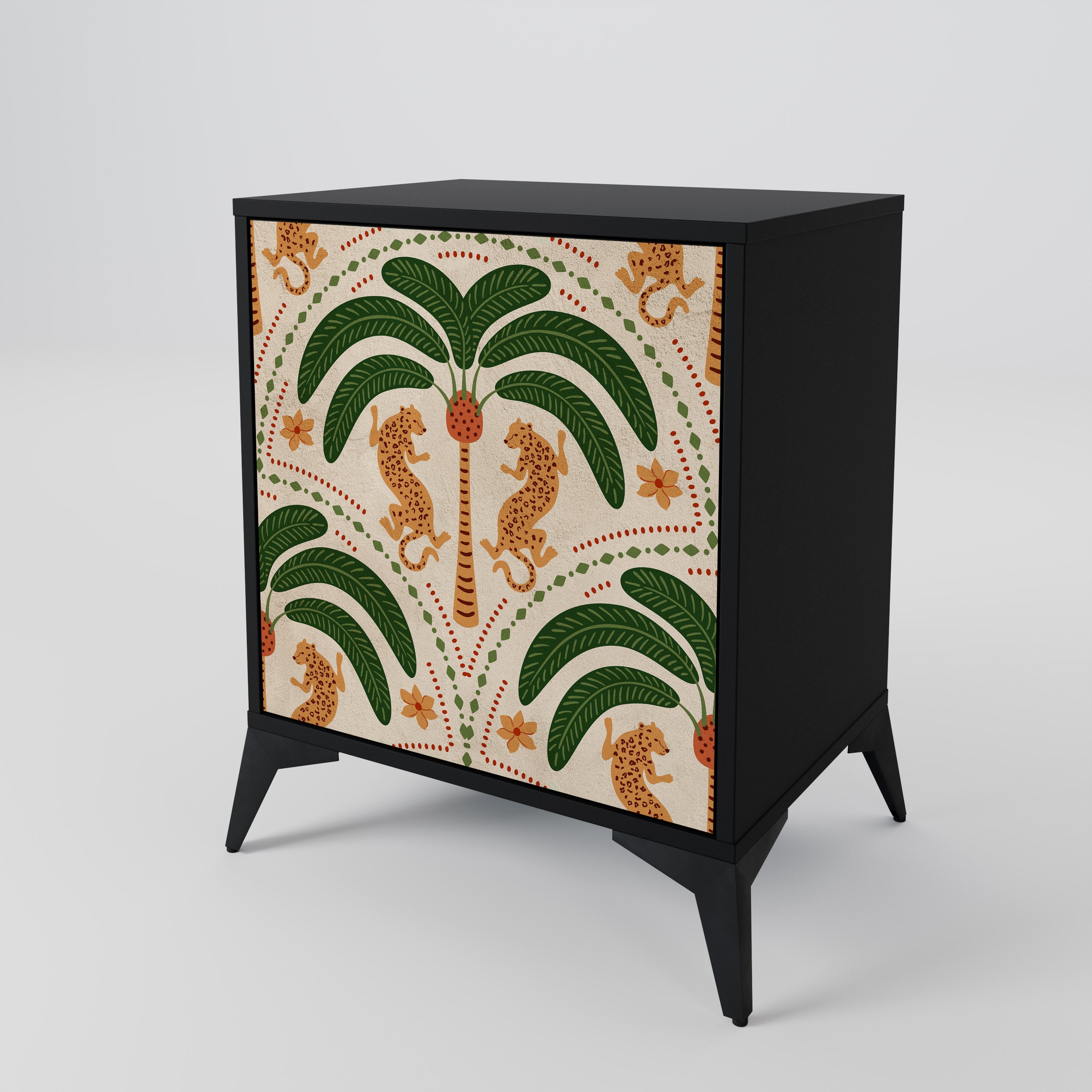 DANCING PREDATORS Aparador de 1 Porta em Acabamento Preto