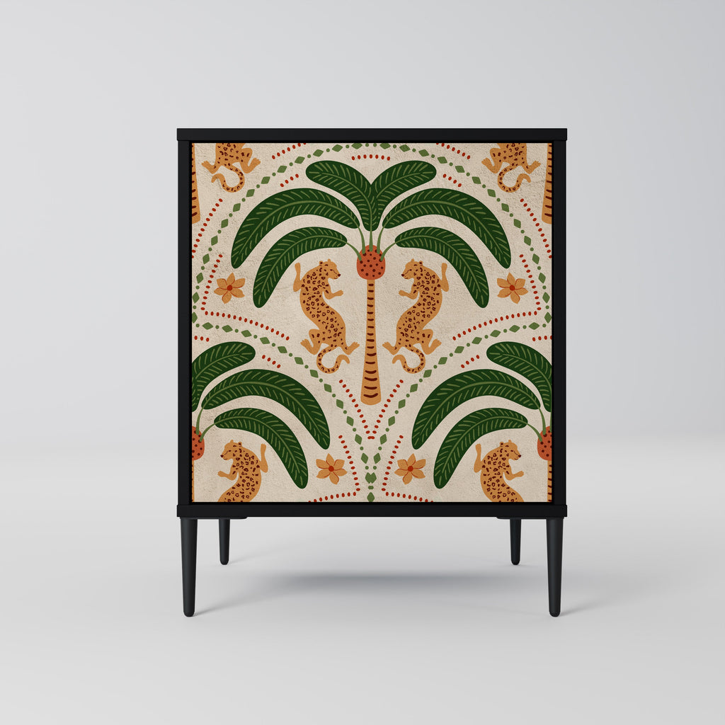 DANCING PREDATORS Aparador de 1 Porta em Acabamento Preto