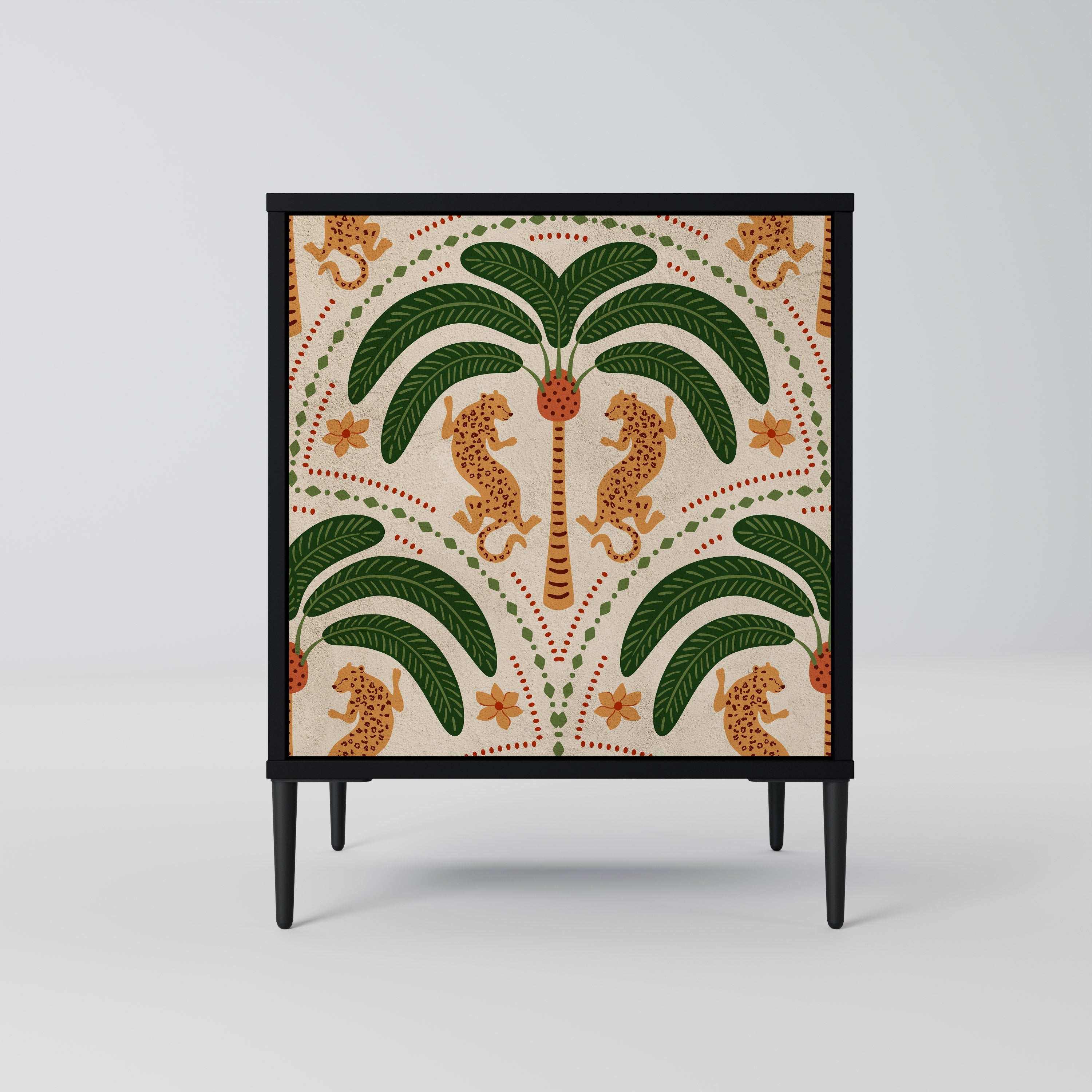 DANCING PREDATORS Aparador de 1 Porta em Acabamento Preto